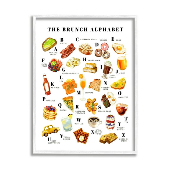 Stupell Industries The Brunch Alphabet Food Treats ABC Illustrations,11 x 14, Design by Ziwei Li
