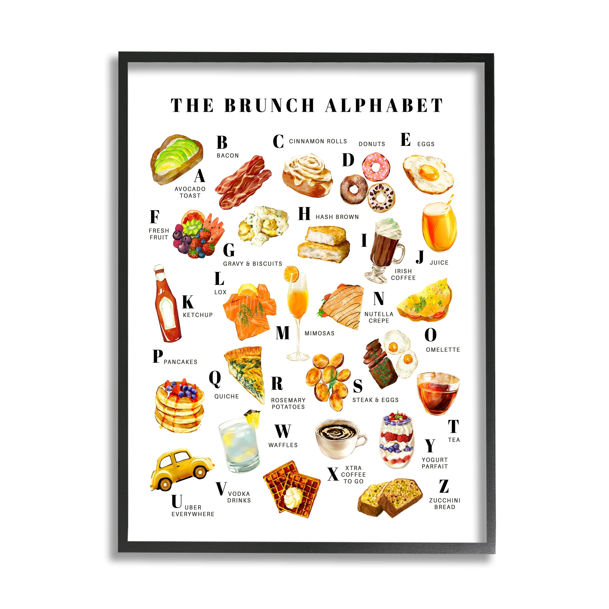 Stupell Industries The Brunch Alphabet Food Treats ABC Illustrations,16 x 20, Design by Ziwei Li