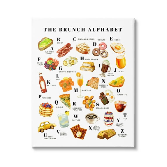Stupell Industries The Brunch Alphabet Food Treats ABC Illustrations,36 x 48, Design by Ziwei Li