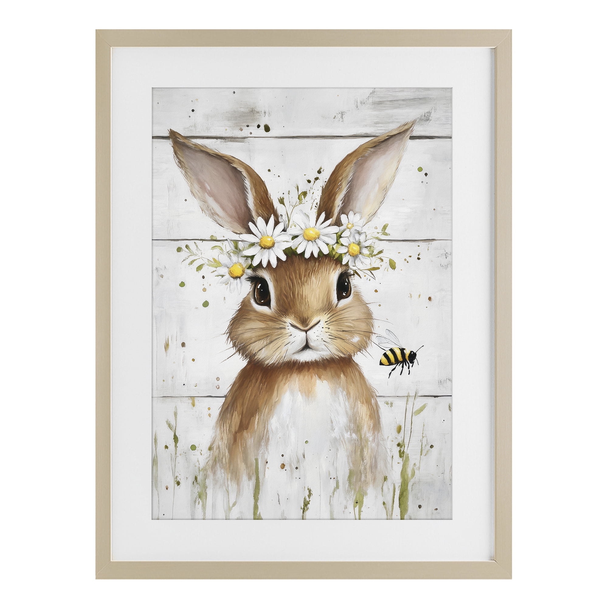 Stupell Industries The Bunny & The Bee Birch Framed Print Under Glass, design by Tina LeCour
