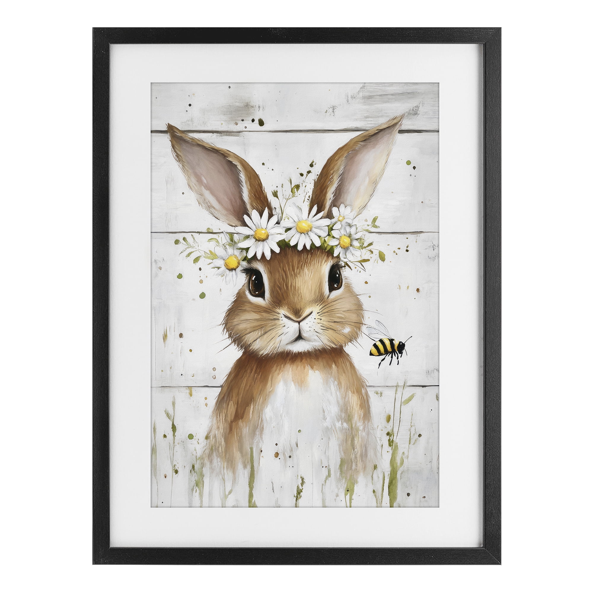 Stupell Industries The Bunny & The Bee Black Framed Print Under Glass, design by Tina LeCour