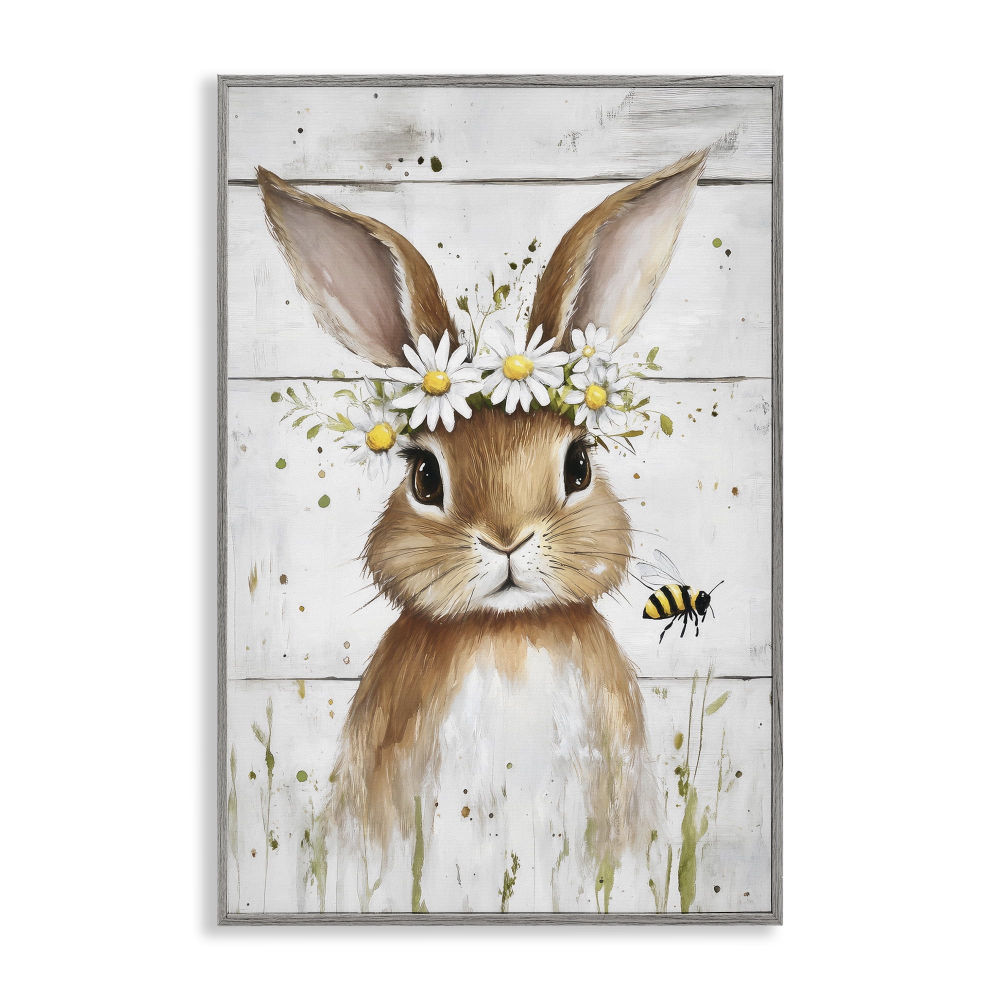 Stupell Industries The Bunny & The Bee Gray Framed Giclee Art, design by Tina LeCour