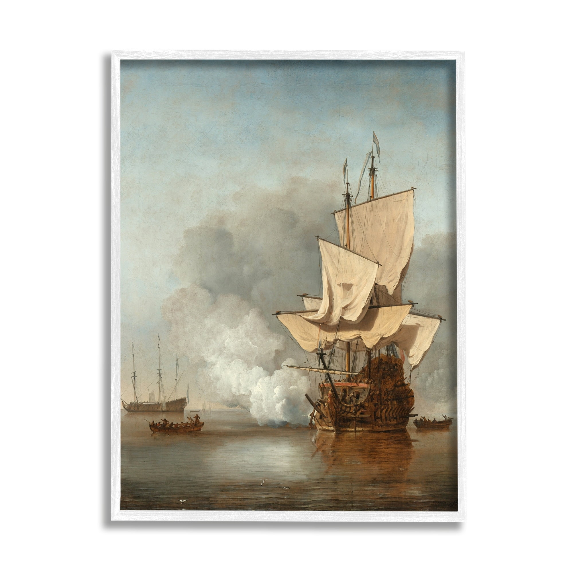 Stupell Industries The Canon Willem van de Velde Classic Painting Painting White Framed Art Print Wall Art, Design by one1000paintings