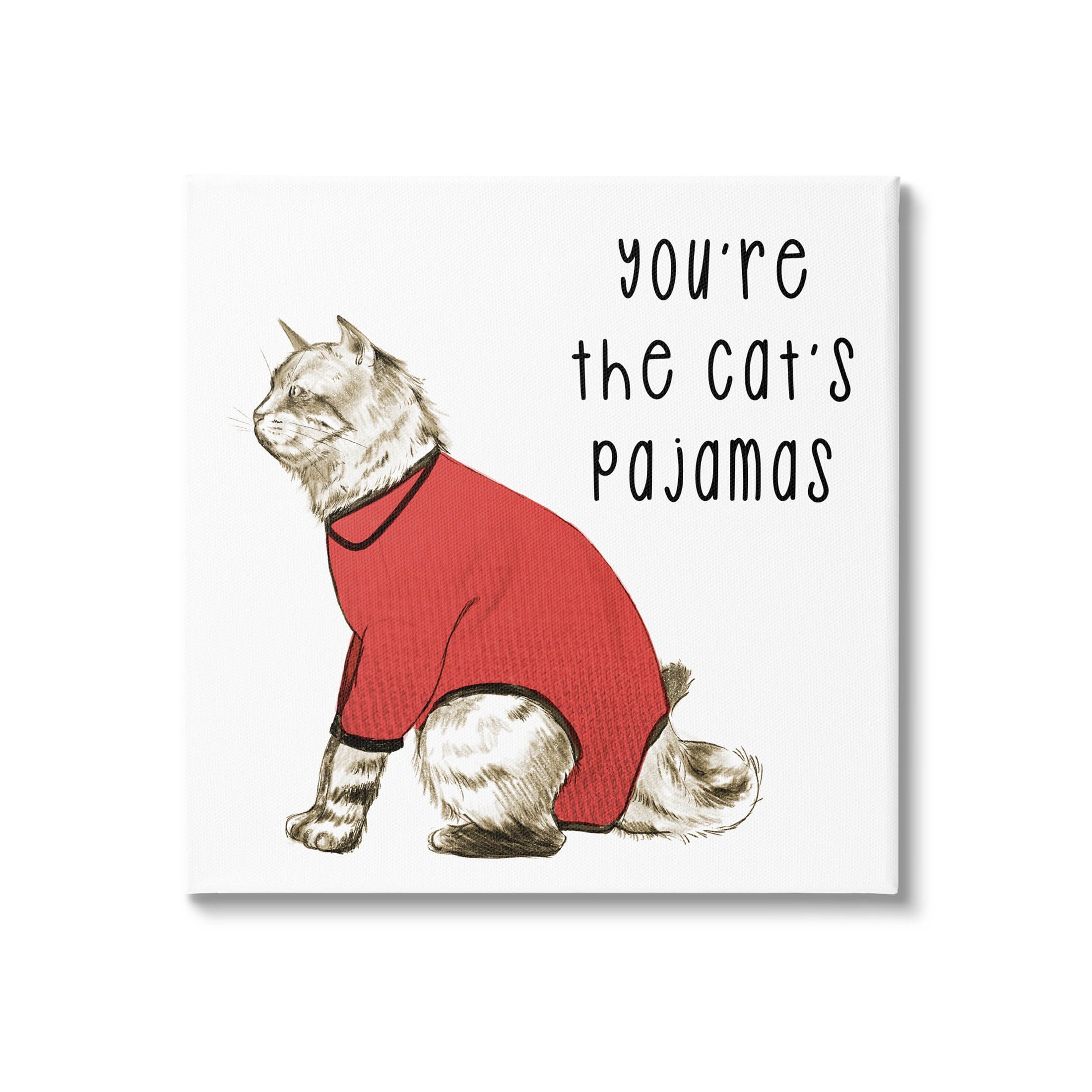 Stupell Industries The Cat's Pajamas Funny Pet Graphic Art Gallery Wrapped Canvas Print Wall Art, Design by Lil' Rue