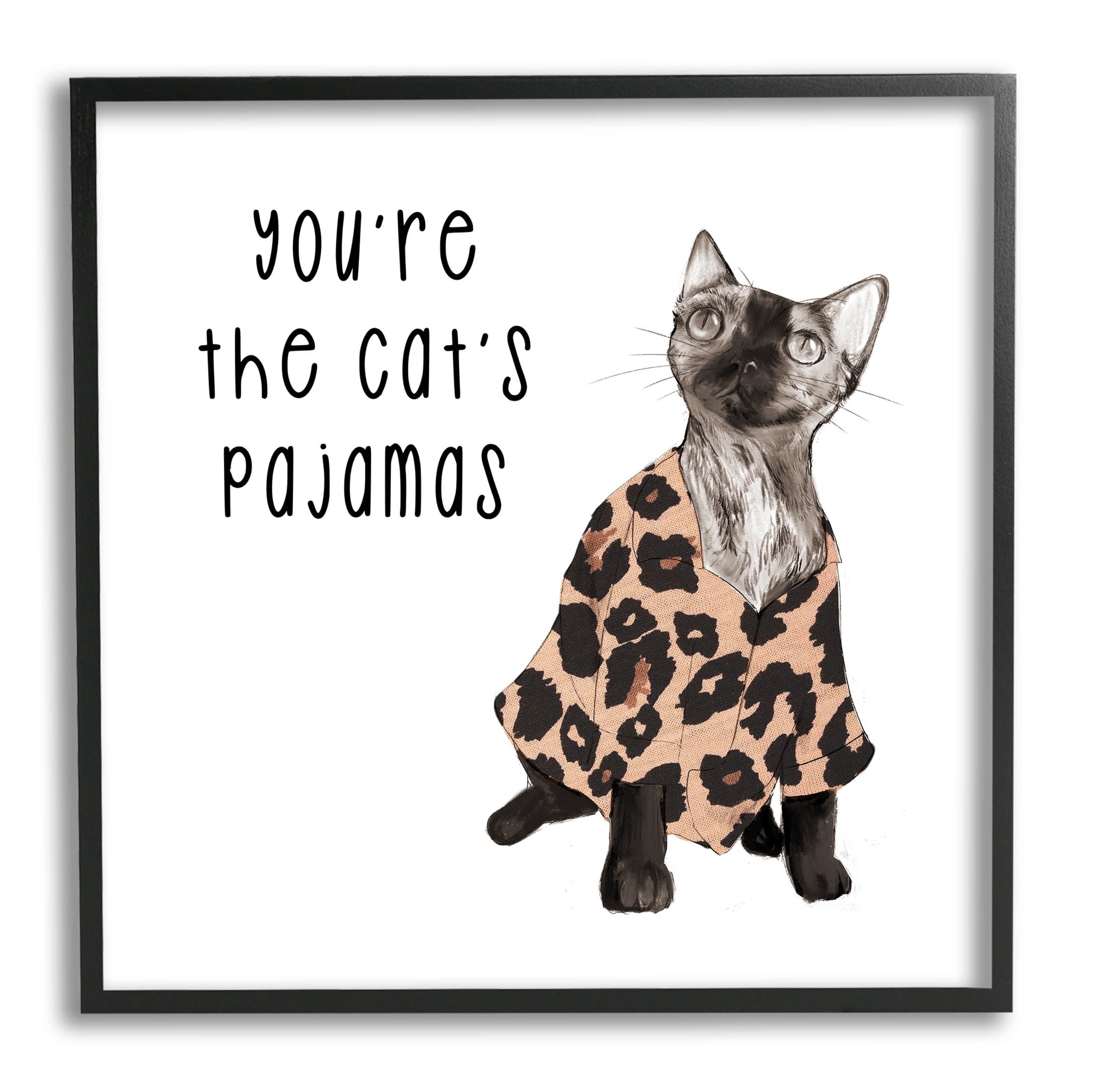 Stupell Industries The Cat's Pajamas Humor Graphic Art Black Framed Art Print Wall Art, Design by Lil' Rue