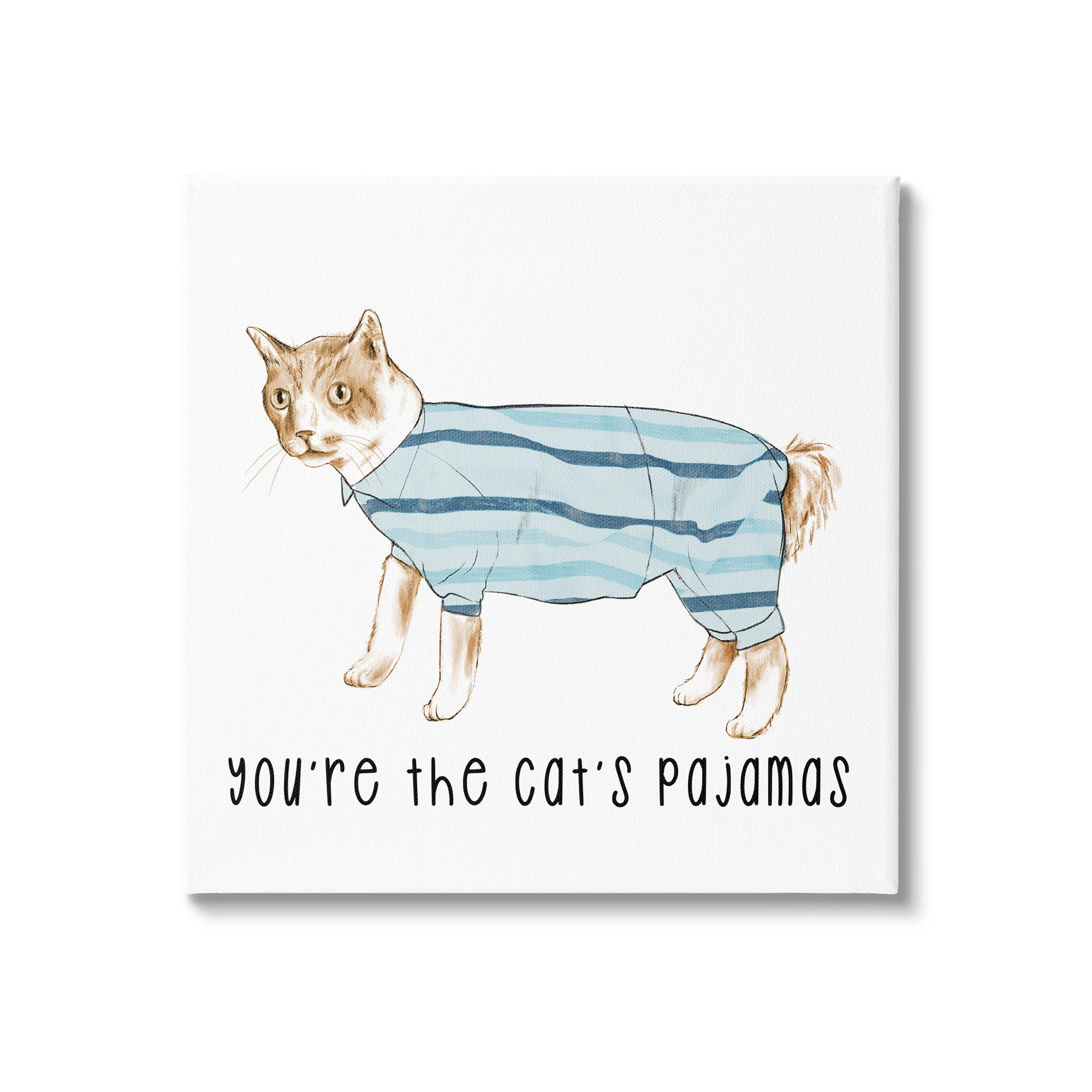 Stupell Industries The Cat's Pajamas Phrase Graphic Art Gallery Wrapped Canvas Print Wall Art, Design by Lil' Rue