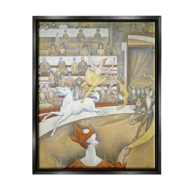 Stupell Industries The Circus Classic Painting George Seurat Performance Portrait Painting Jet Black Floating Framed Canvas Print Wall Art, Design by one1000paintings