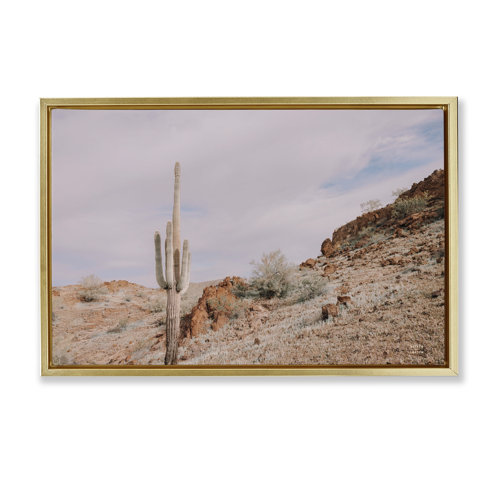 Stupell Industries The Climb Desertscape Landscape & Nature Photography Gold Floater Framed Canvas Art Print Wall Art, 31 x 21