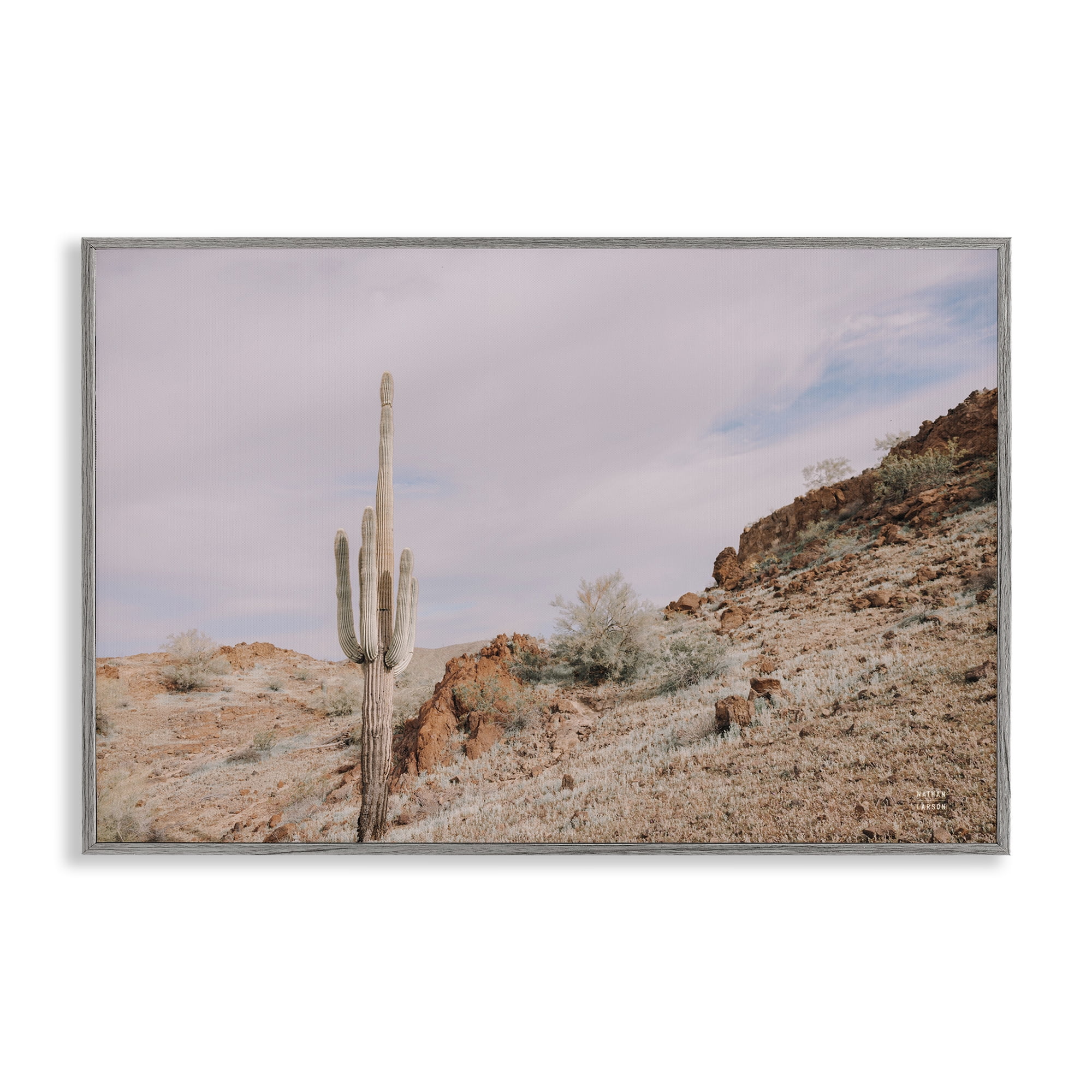 Stupell Industries The Climb Desertscape Landscape & Nature Photography Gray Framed Art Print Wall Art, 24 x 16