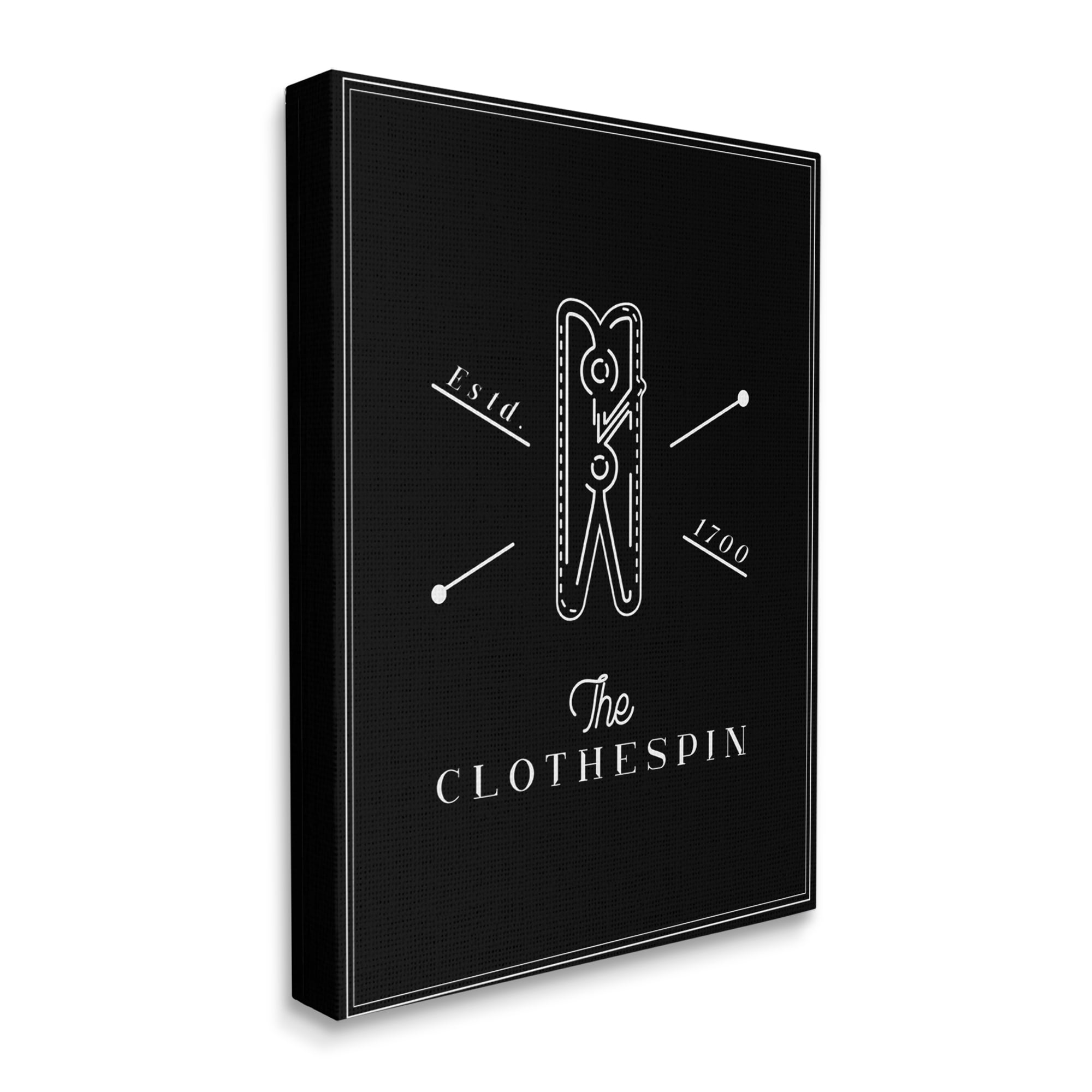 Stupell Industries The Clothespin Minimal Black White Laundry Room Phrase, 16 x 20, Designed by Andrea Jasid Grassi