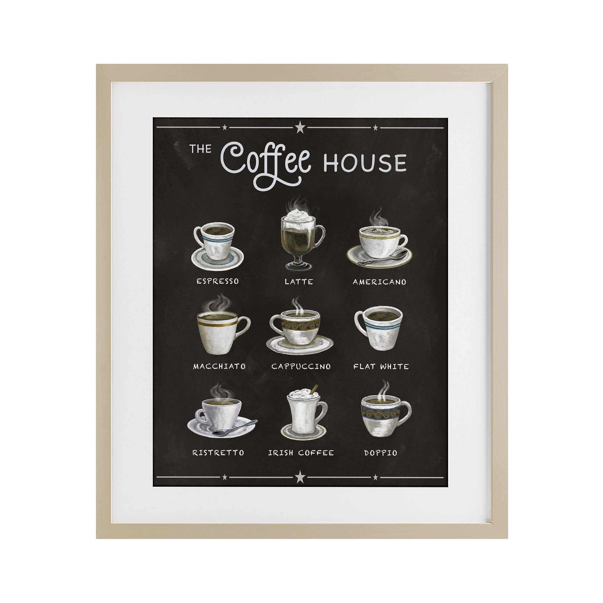 Stupell Industries The Coffee House Menu Birch Framed Print Under Glass, design by Conrad Knutsen