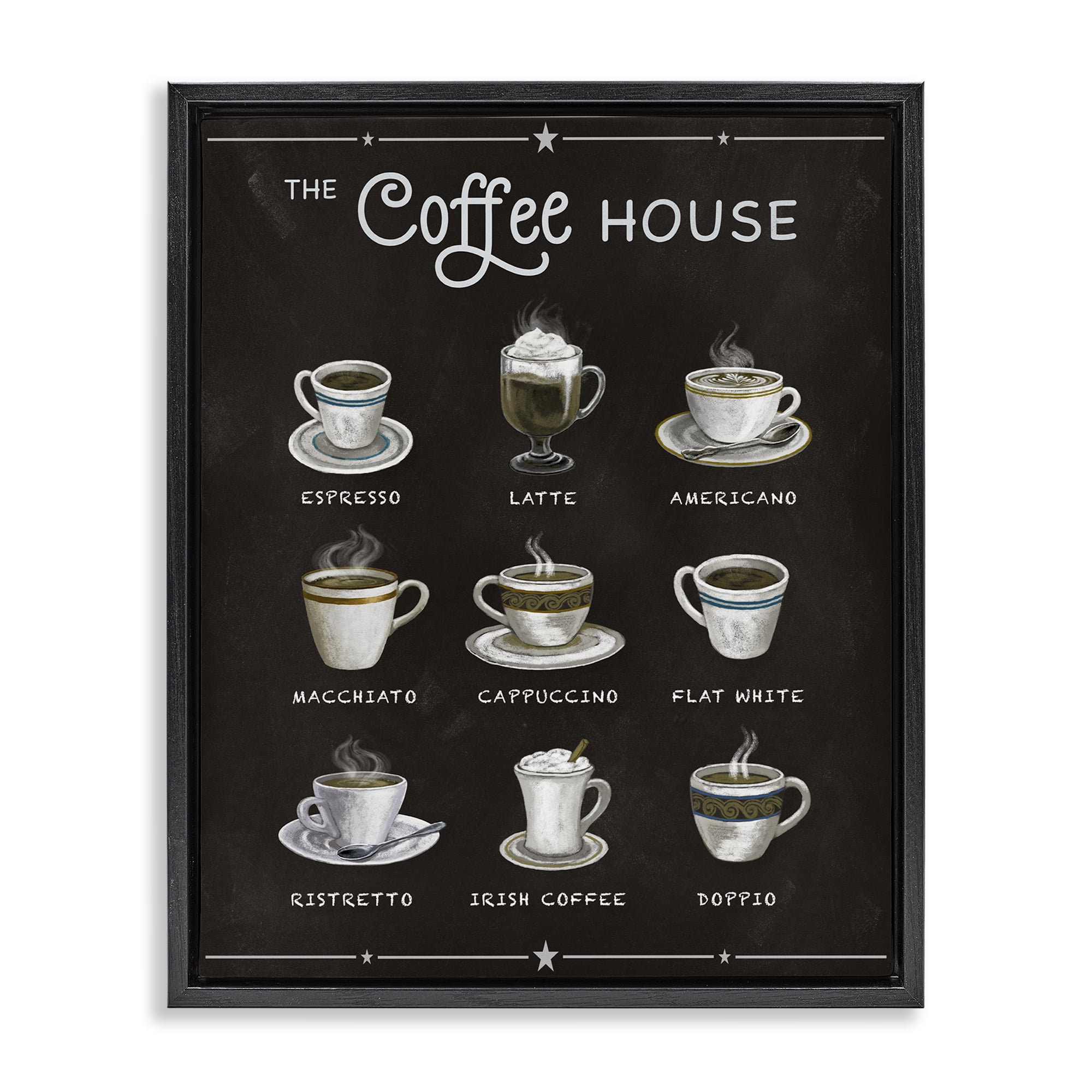 Stupell Industries The Coffee House Menu Black Framed Floater Canvas Wall Art, design by Conrad Knutsen