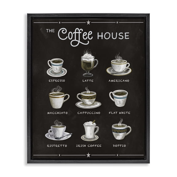 Stupell Industries The Coffee House Menu Black Framed Floater Canvas Wall Art, design by Conrad Knutsen