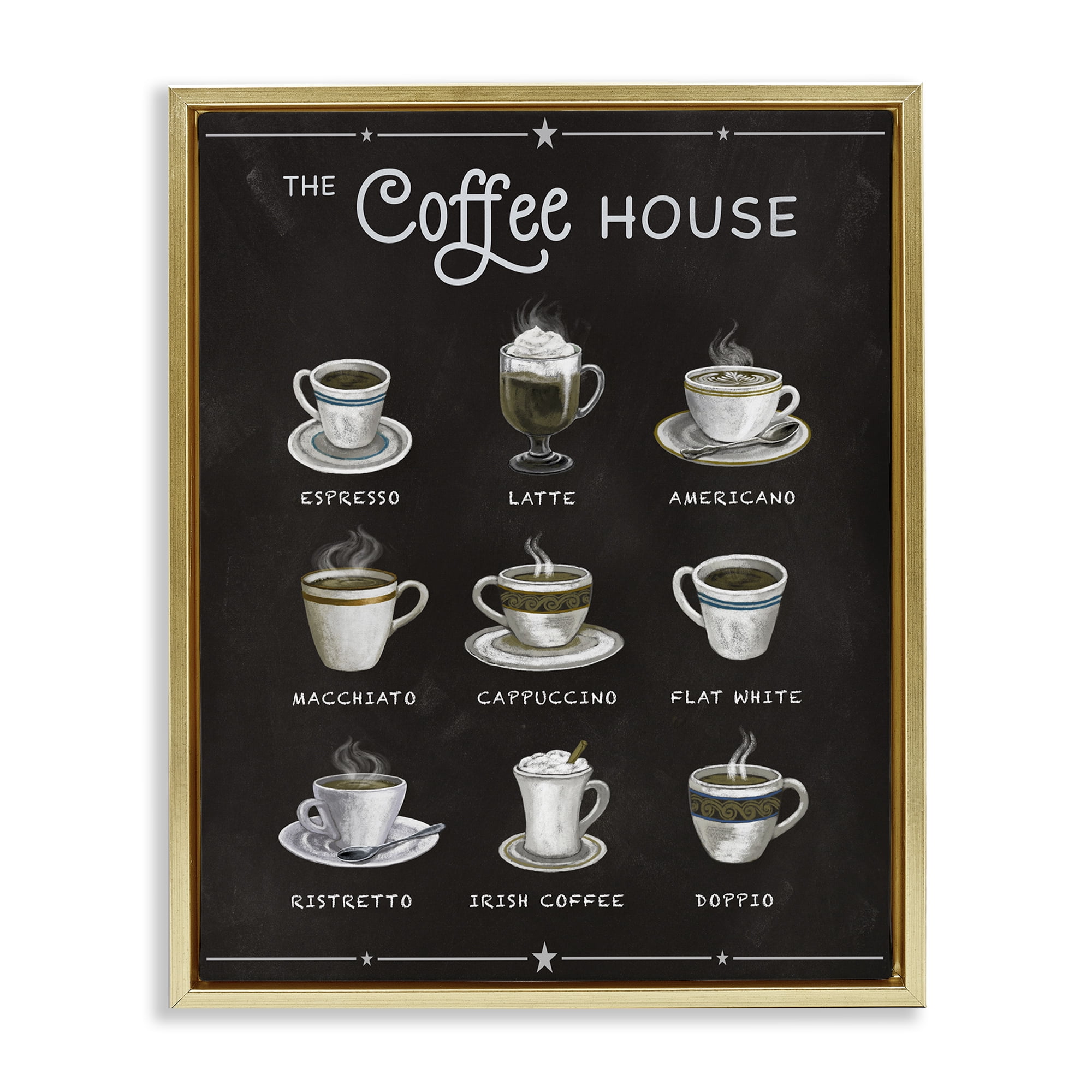 Stupell Industries The Coffee House Menu Gold Framed Floater Canvas Wall Art, design by Conrad Knutsen