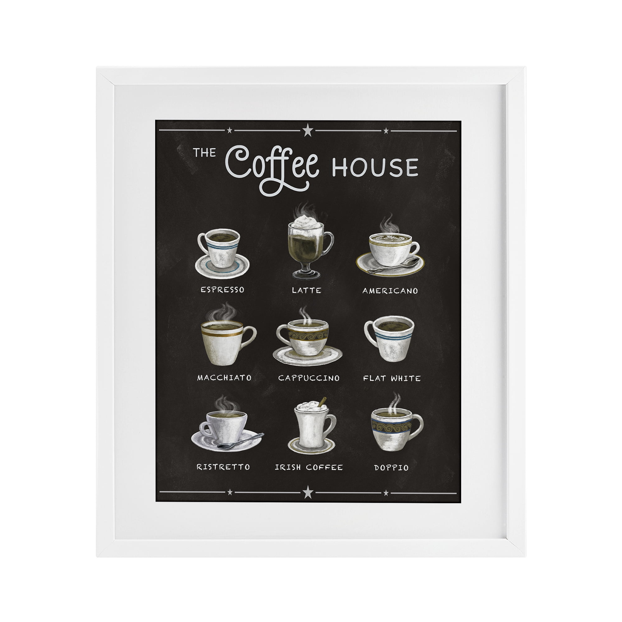 Stupell Industries The Coffee House Menu White Framed Print Under Glass, design by Conrad Knutsen