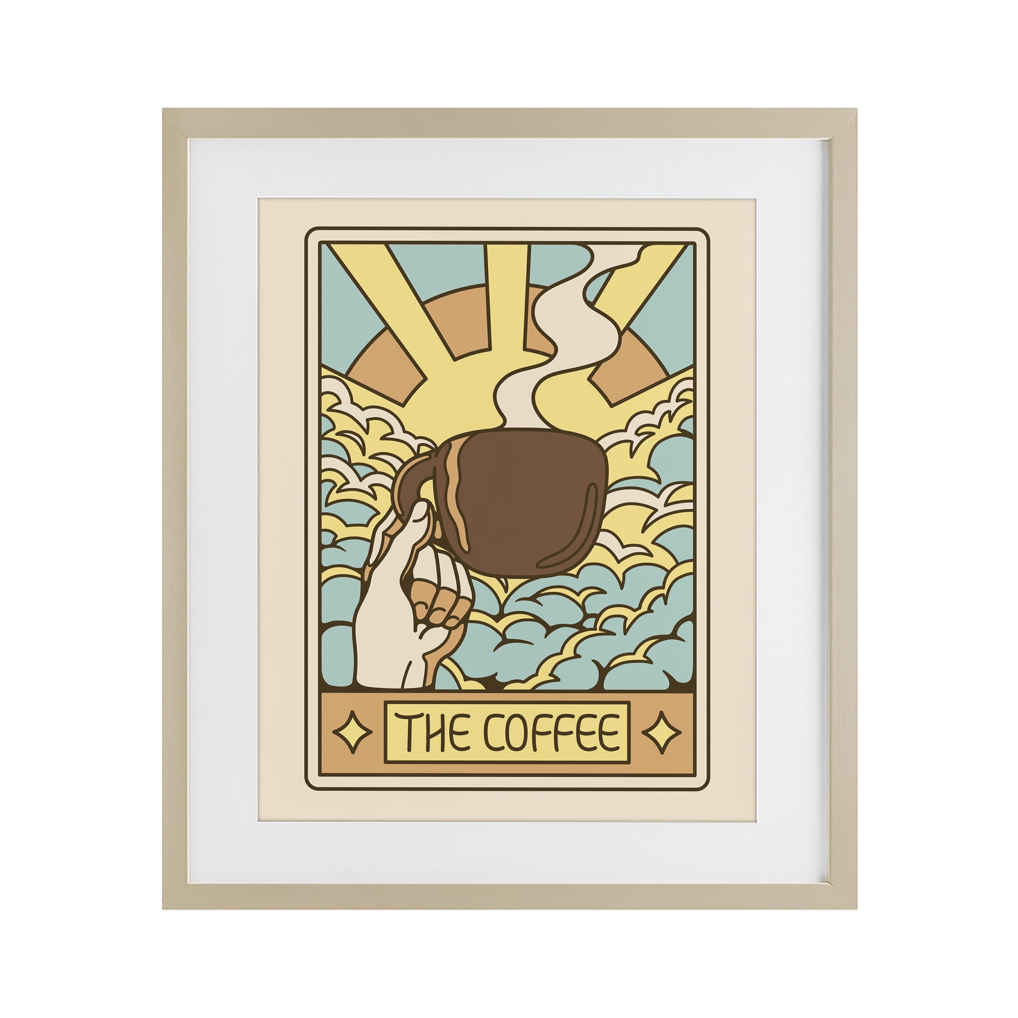 Stupell Industries The Coffee Muted Tarot Birch Framed Print Under Glass, design by Tobe Fonseca