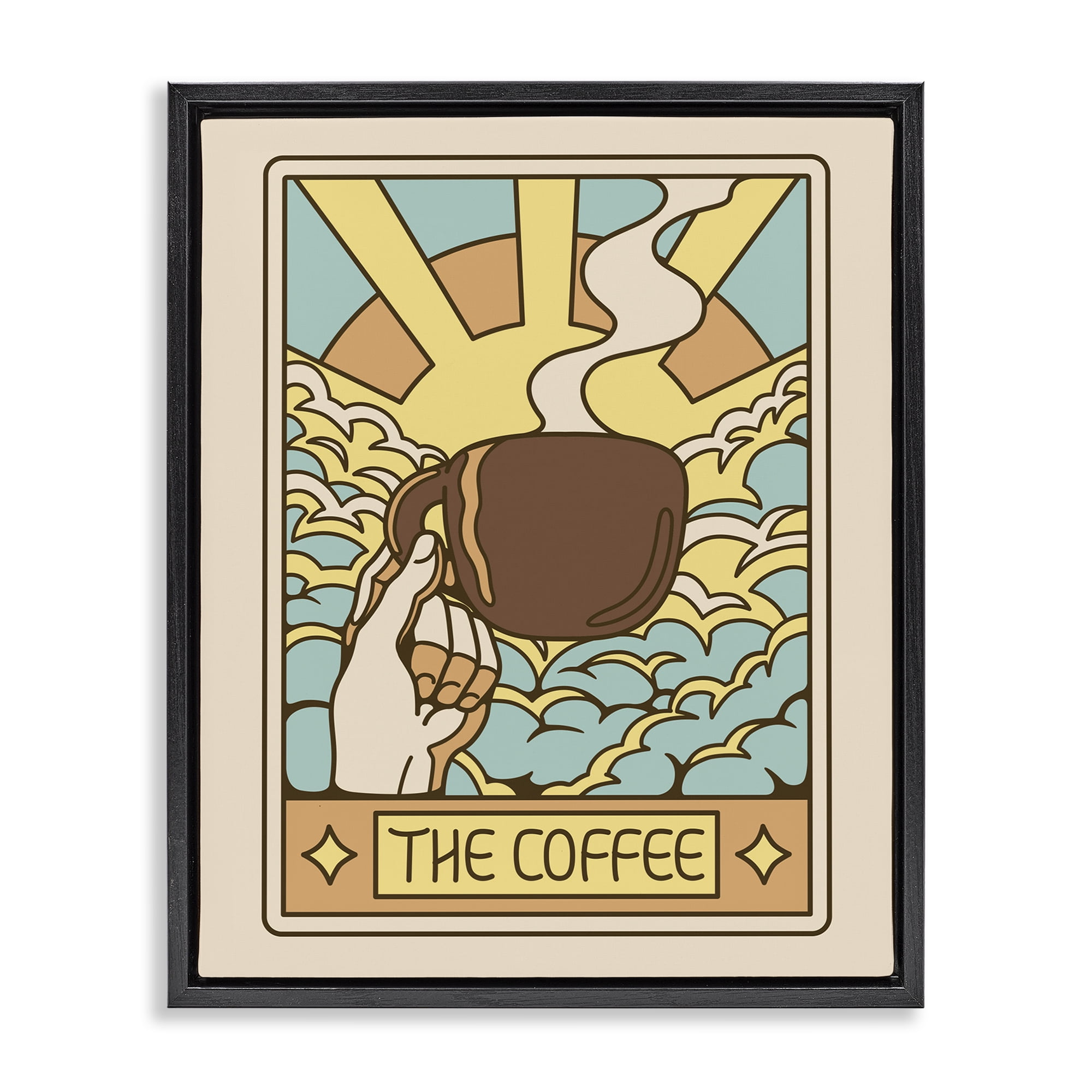 Stupell Industries The Coffee Muted Tarot Black Framed Floater Canvas Wall Art, design by Tobe Fonseca