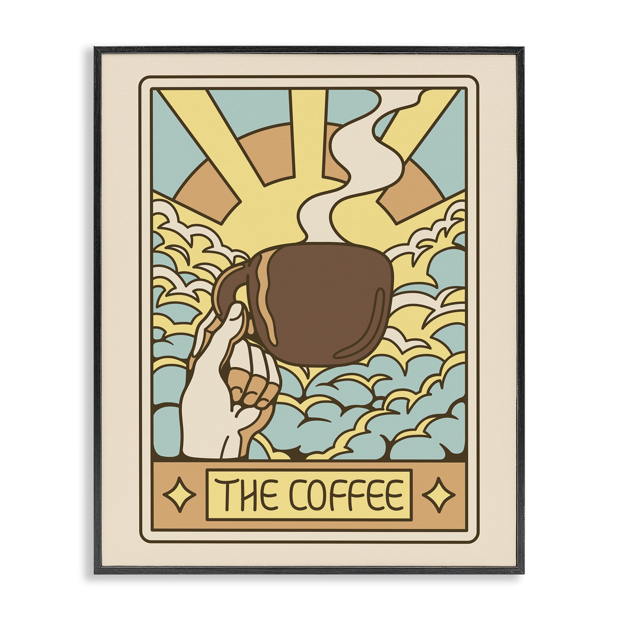 Stupell Industries The Coffee Muted Tarot Black Framed Giclee Art, design by Tobe Fonseca