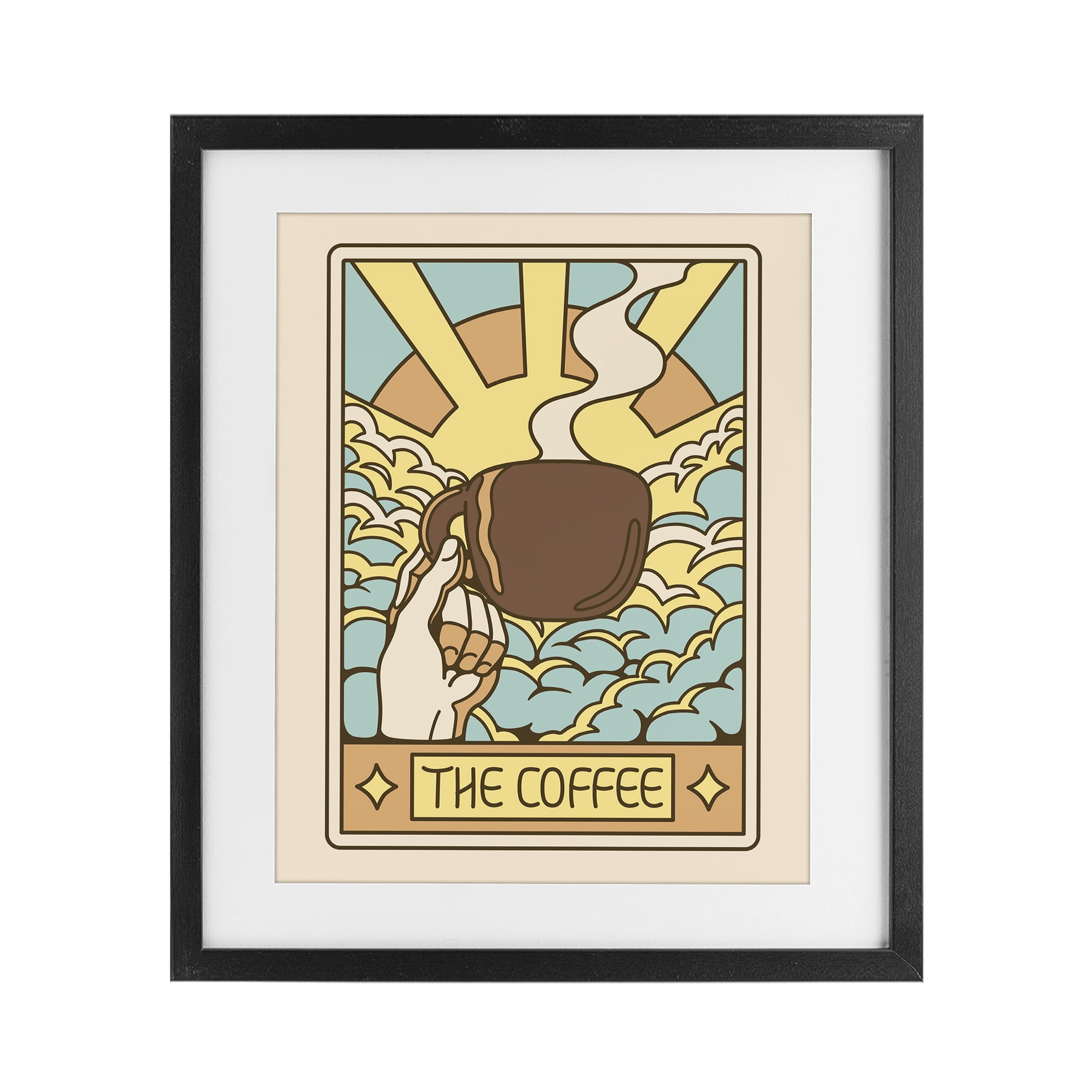 Stupell Industries The Coffee Muted Tarot Black Framed Print Under Glass, design by Tobe Fonseca