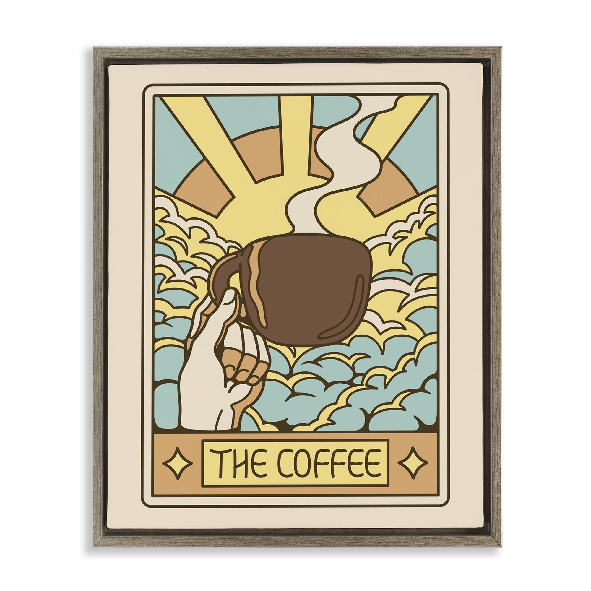 Stupell Industries The Coffee Muted Tarot Brown Framed Floater Canvas Wall Art, design by Tobe Fonseca