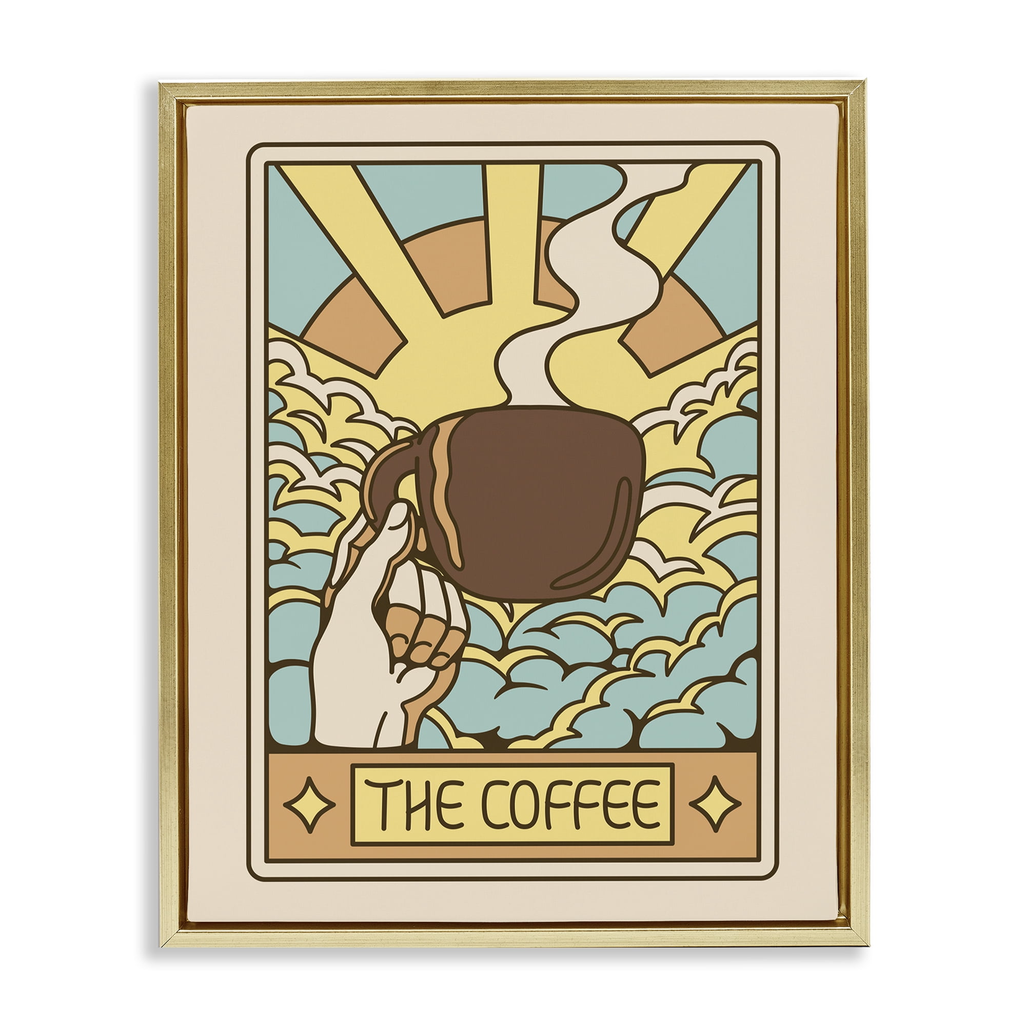 Stupell Industries The Coffee Muted Tarot Gold Framed Floater Canvas Wall Art, design by Tobe Fonseca