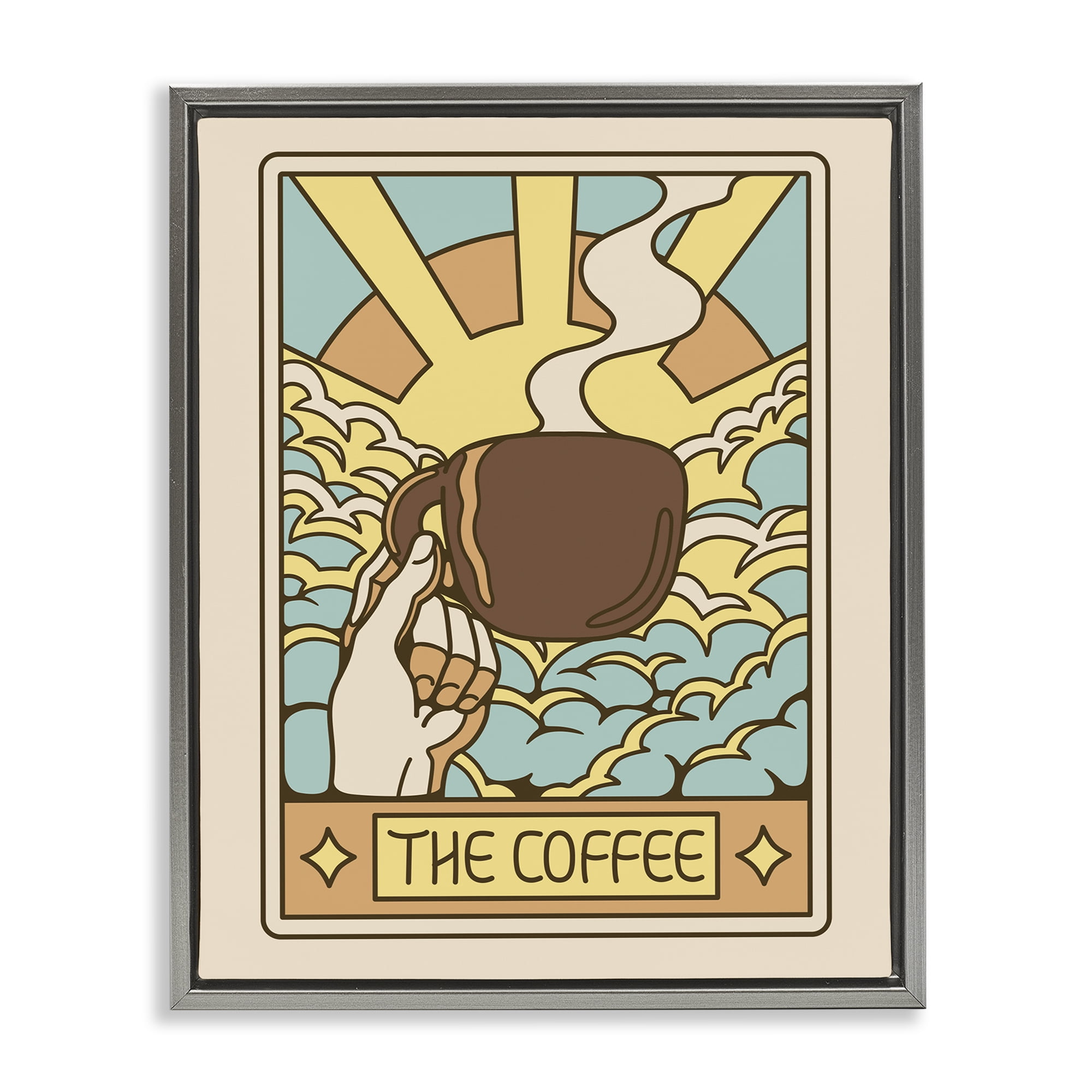 Stupell Industries The Coffee Muted Tarot Gray Framed Floater Canvas Wall Art, design by Tobe Fonseca