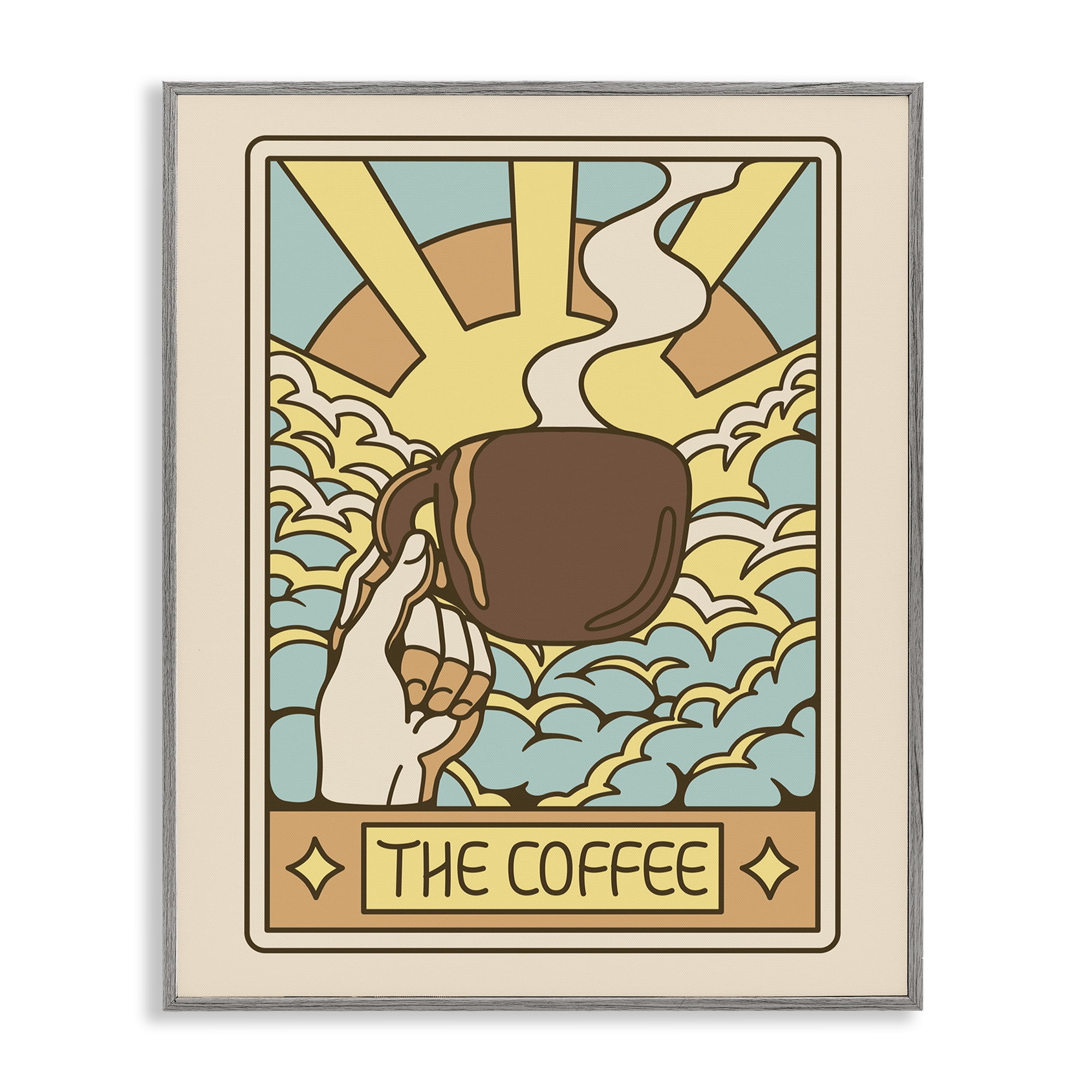Stupell Industries The Coffee Muted Tarot Gray Framed Giclee Art, design by Tobe Fonseca