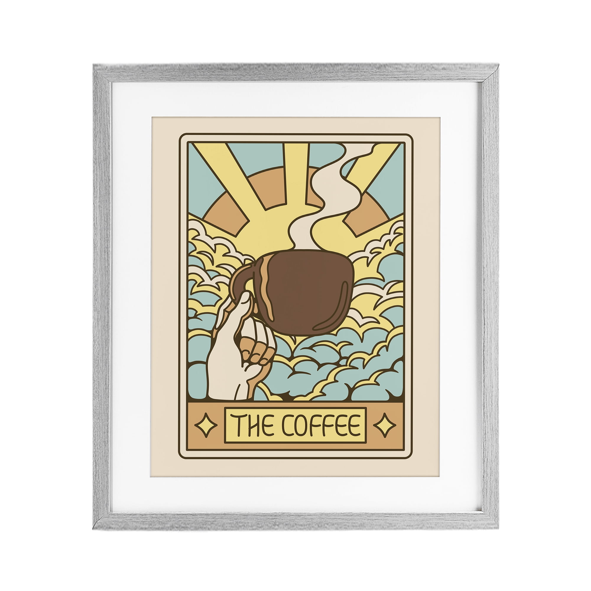 Stupell Industries The Coffee Muted Tarot Gray Framed Print Under Glass, design by Tobe Fonseca