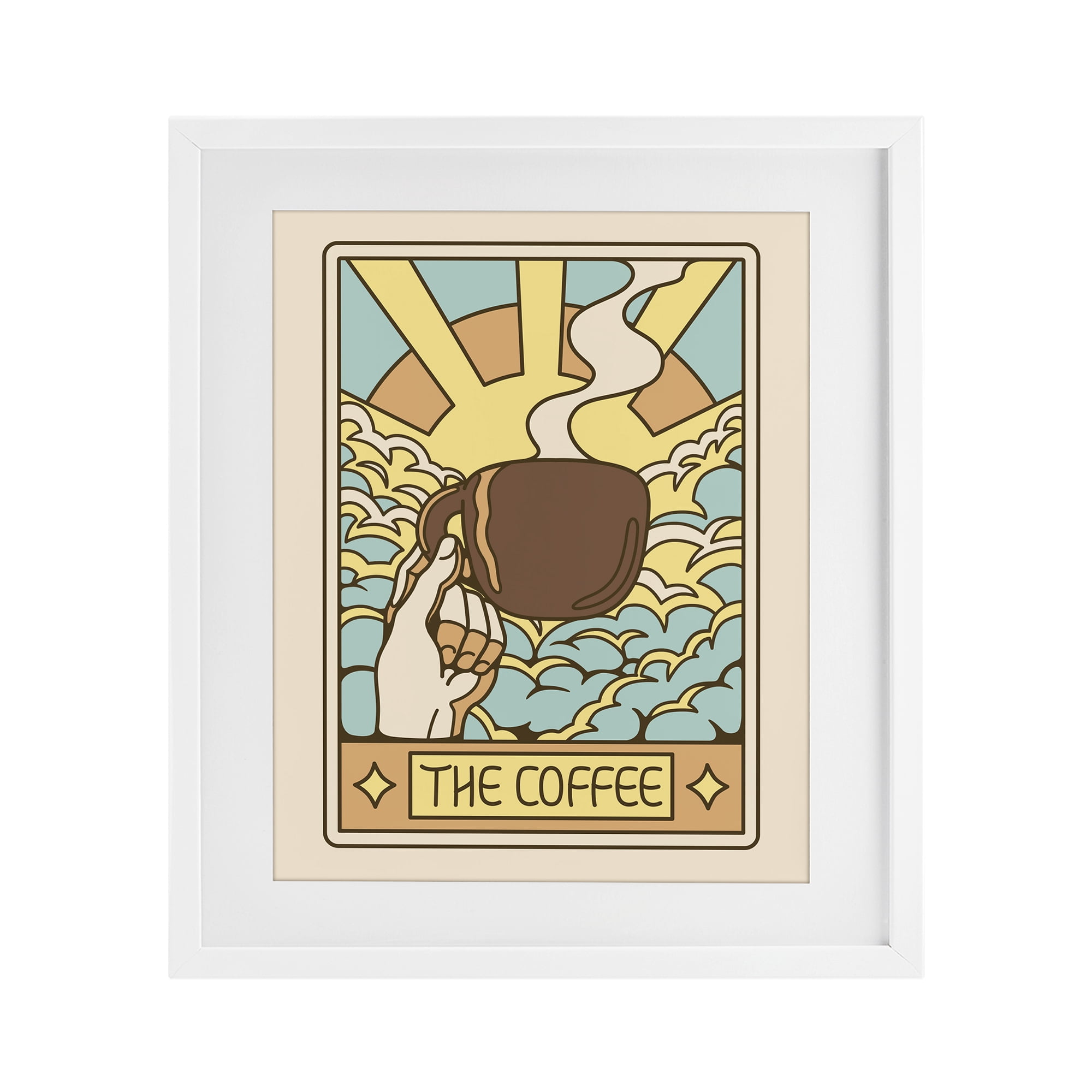 Stupell Industries The Coffee Muted Tarot White Framed Print Under Glass, design by Tobe Fonseca