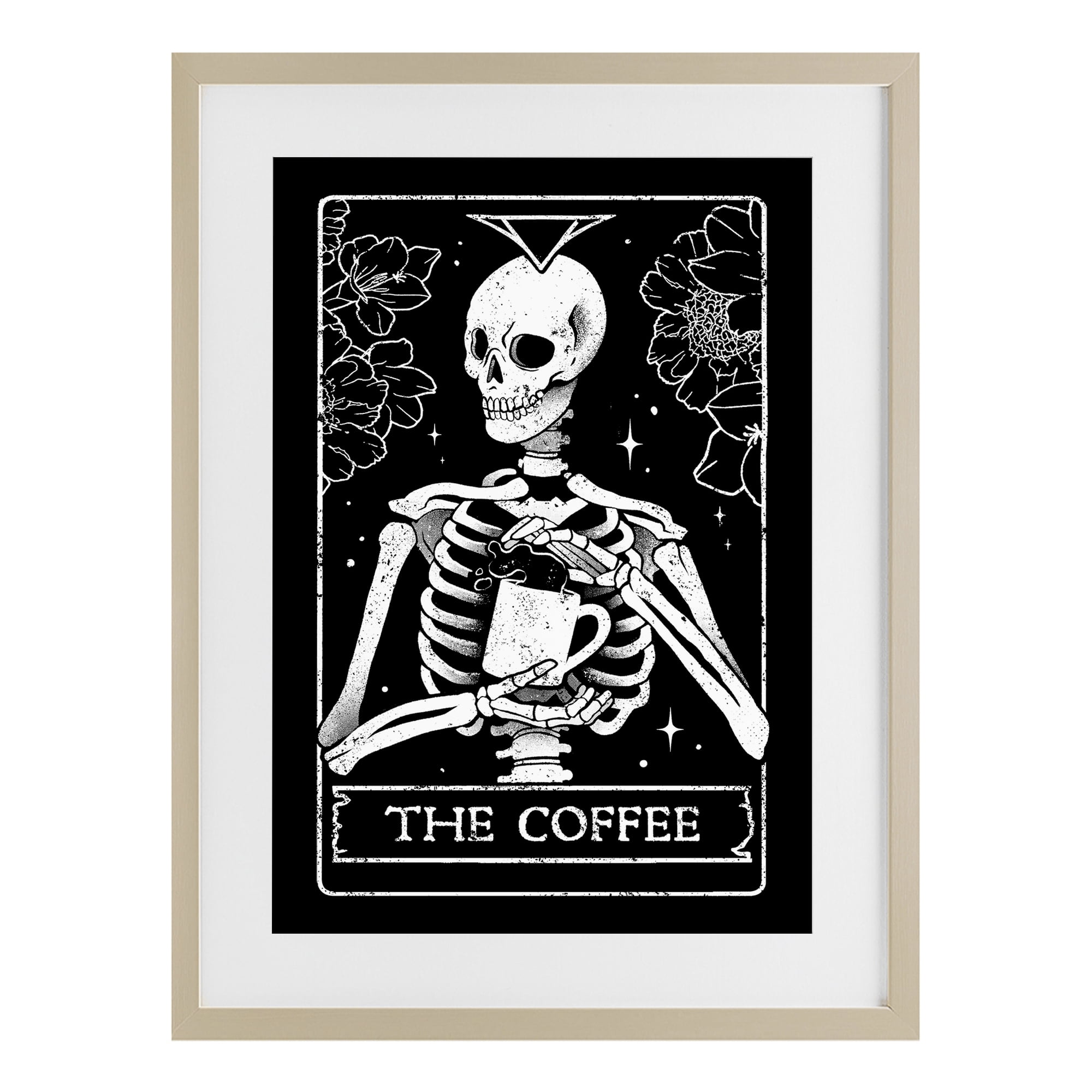 Stupell Industries The Coffee Skeleton Tarot Birch Framed Print Under Glass, design by EduEly Designs
