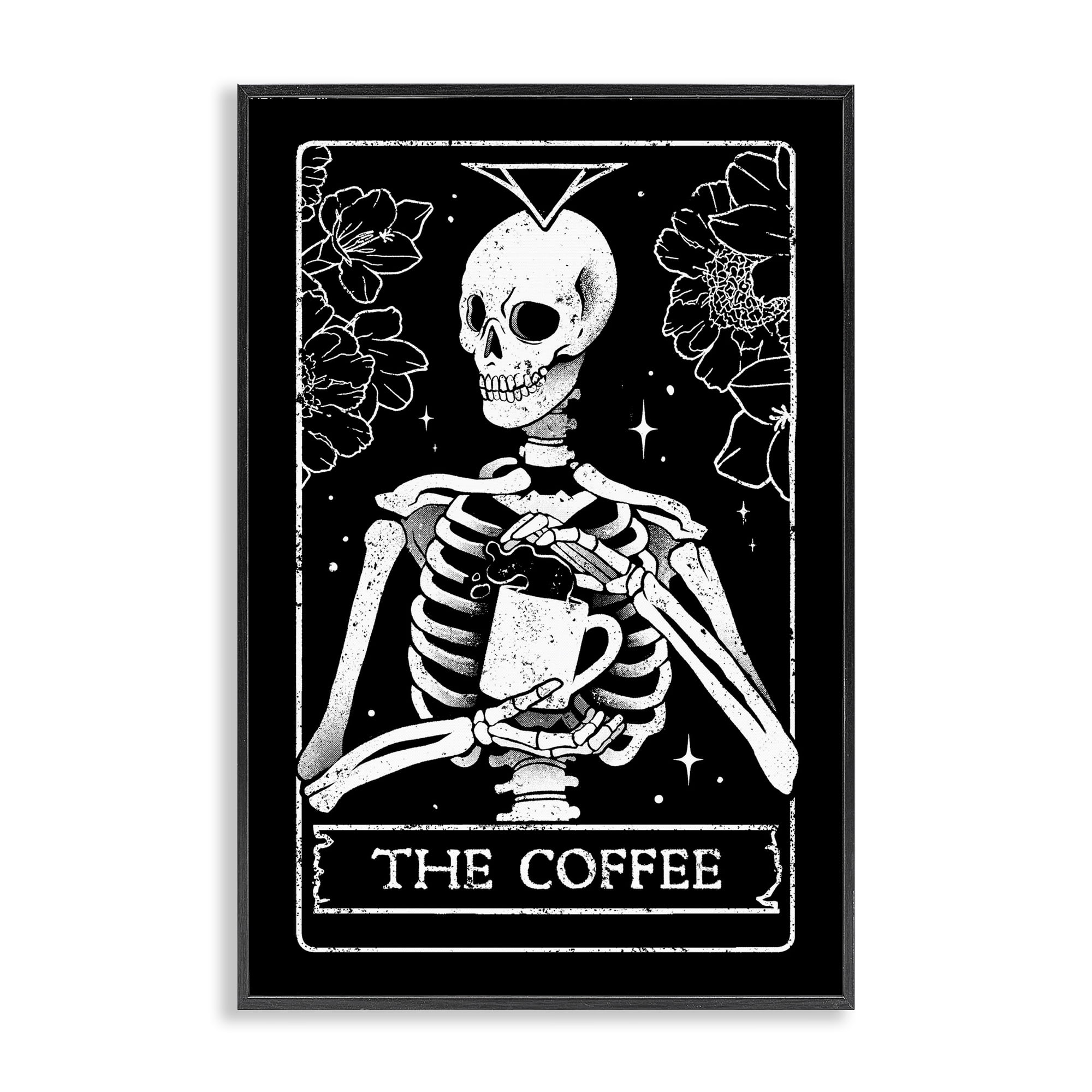 Stupell Industries The Coffee Skeleton Tarot Black Framed Giclee Art, design by EduEly Designs