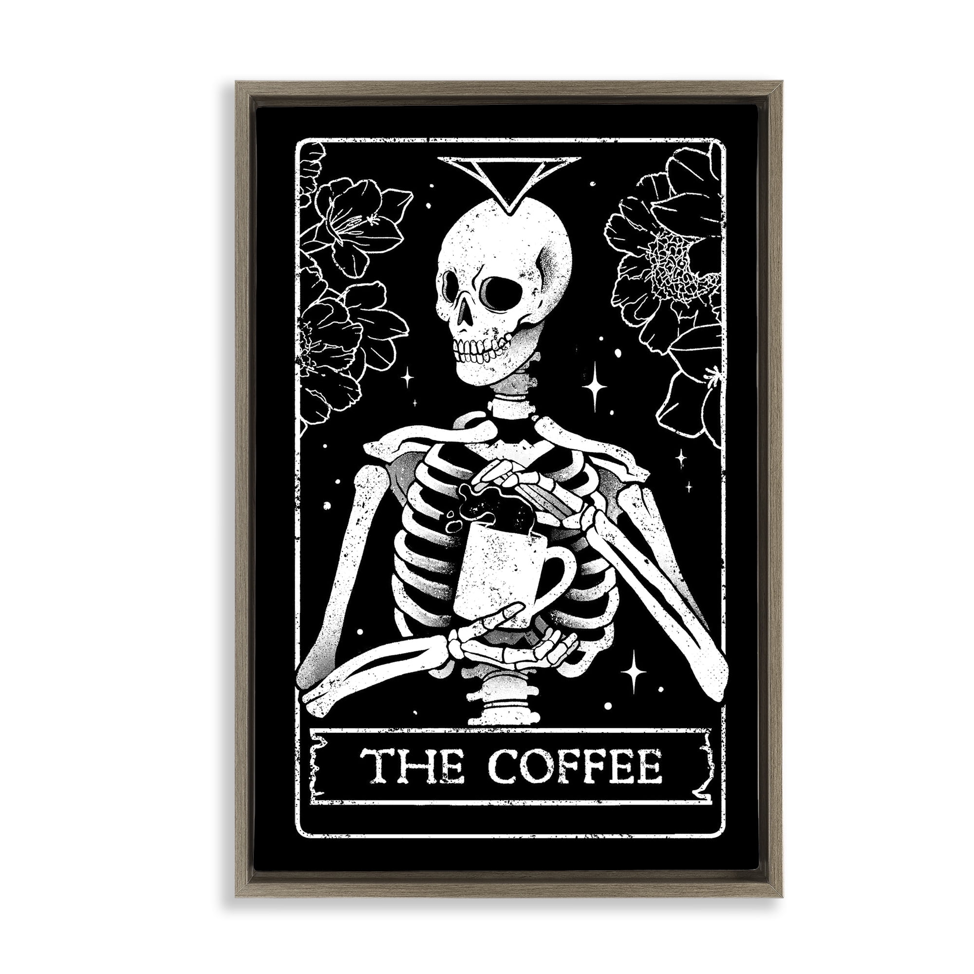 Stupell Industries The Coffee Skeleton Tarot Brown Framed Floater Canvas Wall Art, design by EduEly Designs