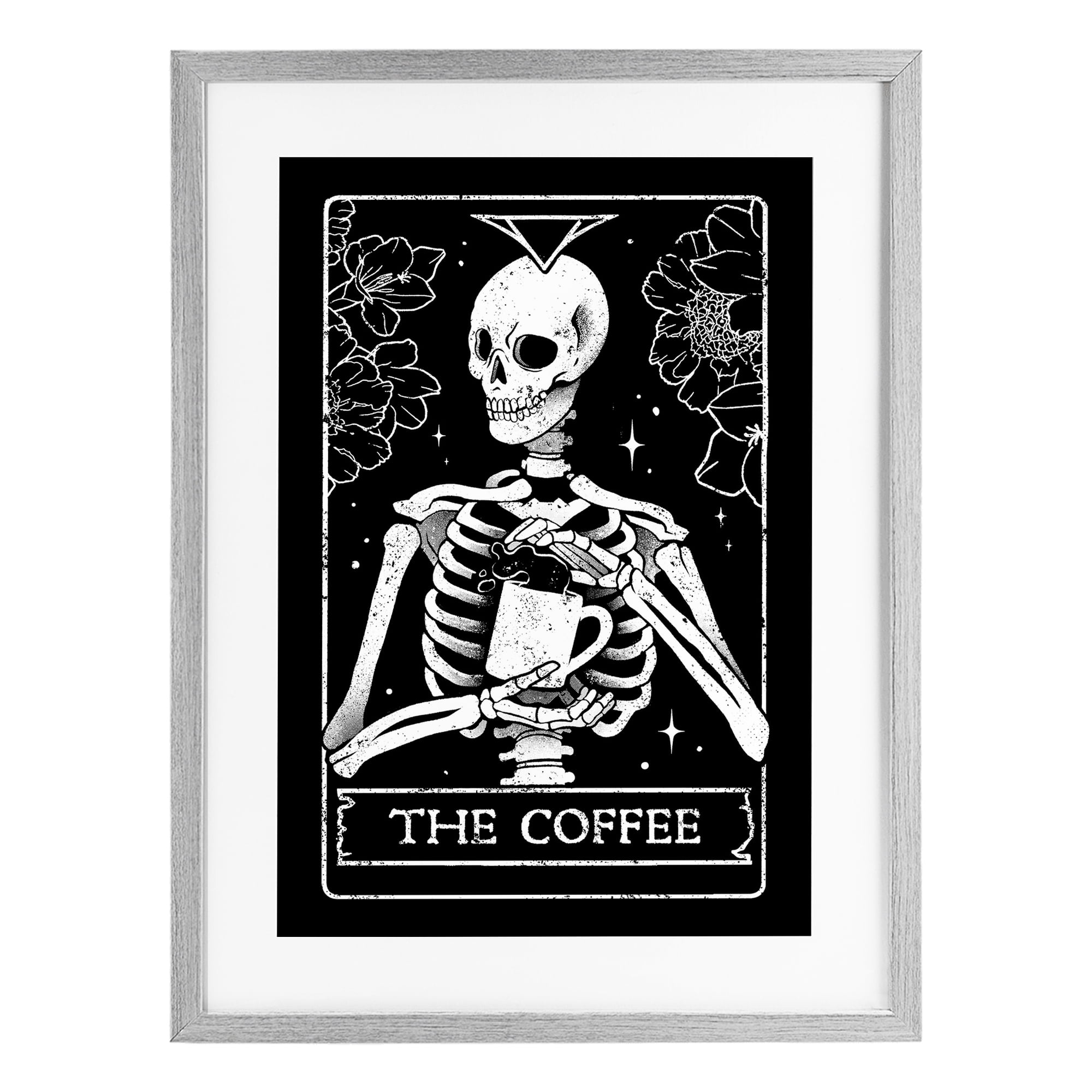 Stupell Industries The Coffee Skeleton Tarot Gray Framed Print Under Glass, design by EduEly Designs