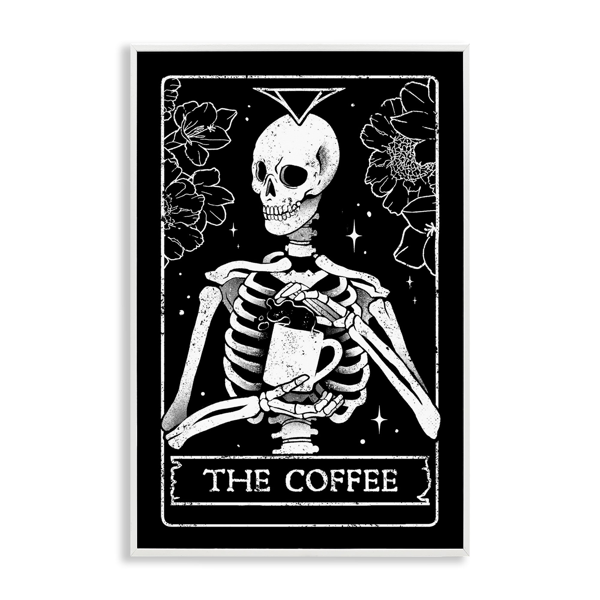 Stupell Industries The Coffee Skeleton Tarot White Framed Giclee Art, design by EduEly Designs