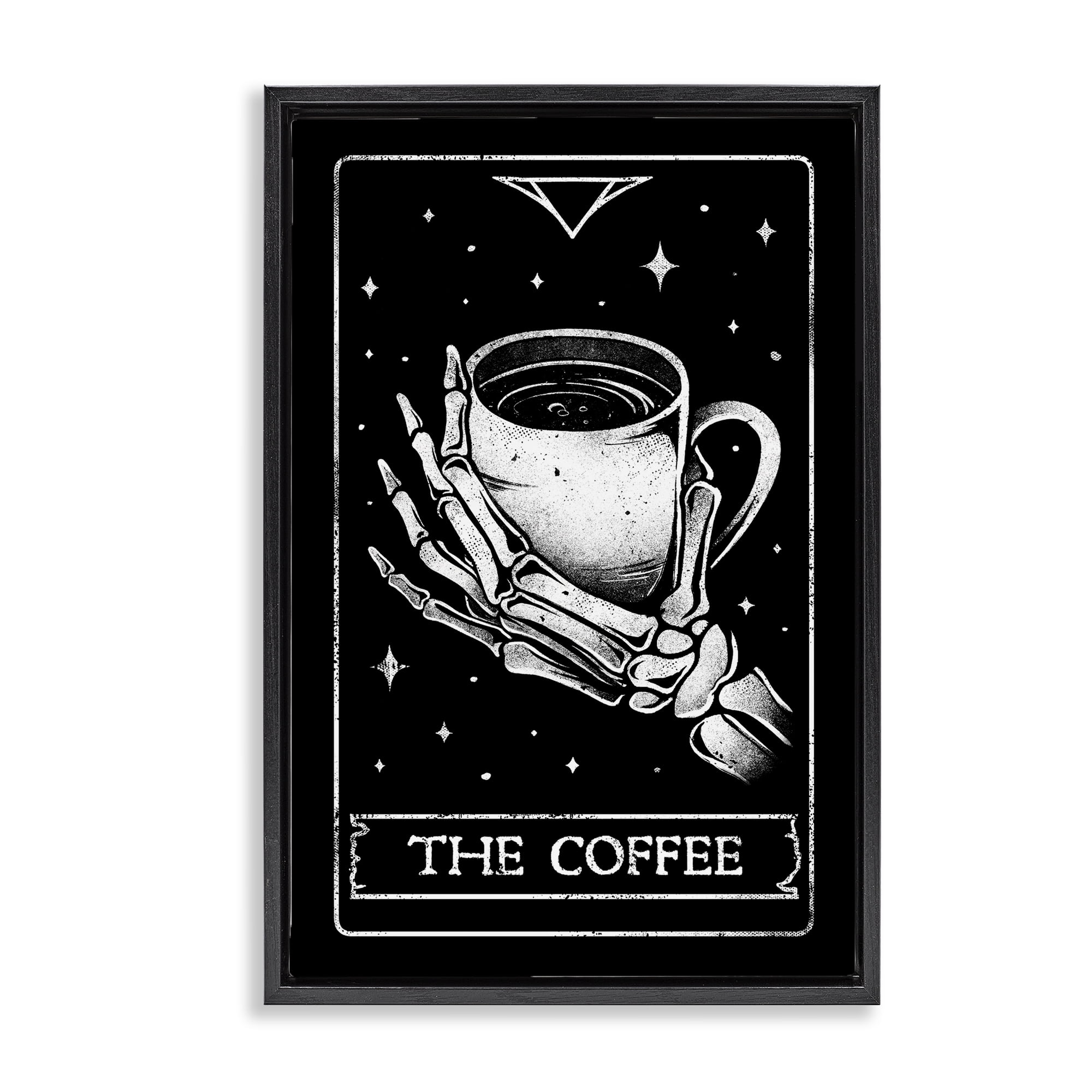 Stupell Industries The Coffee Tarot Card Black Framed Floater Canvas Wall Art, design by EduEly Designs