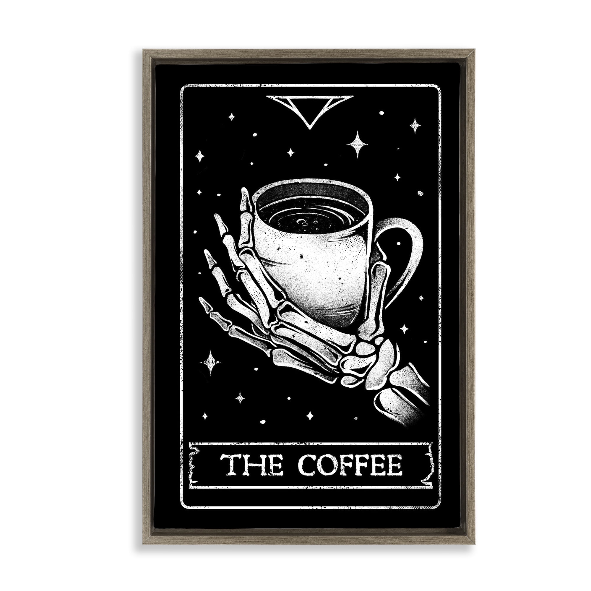 Stupell Industries The Coffee Tarot Card Brown Framed Floater Canvas Wall Art, design by EduEly Designs