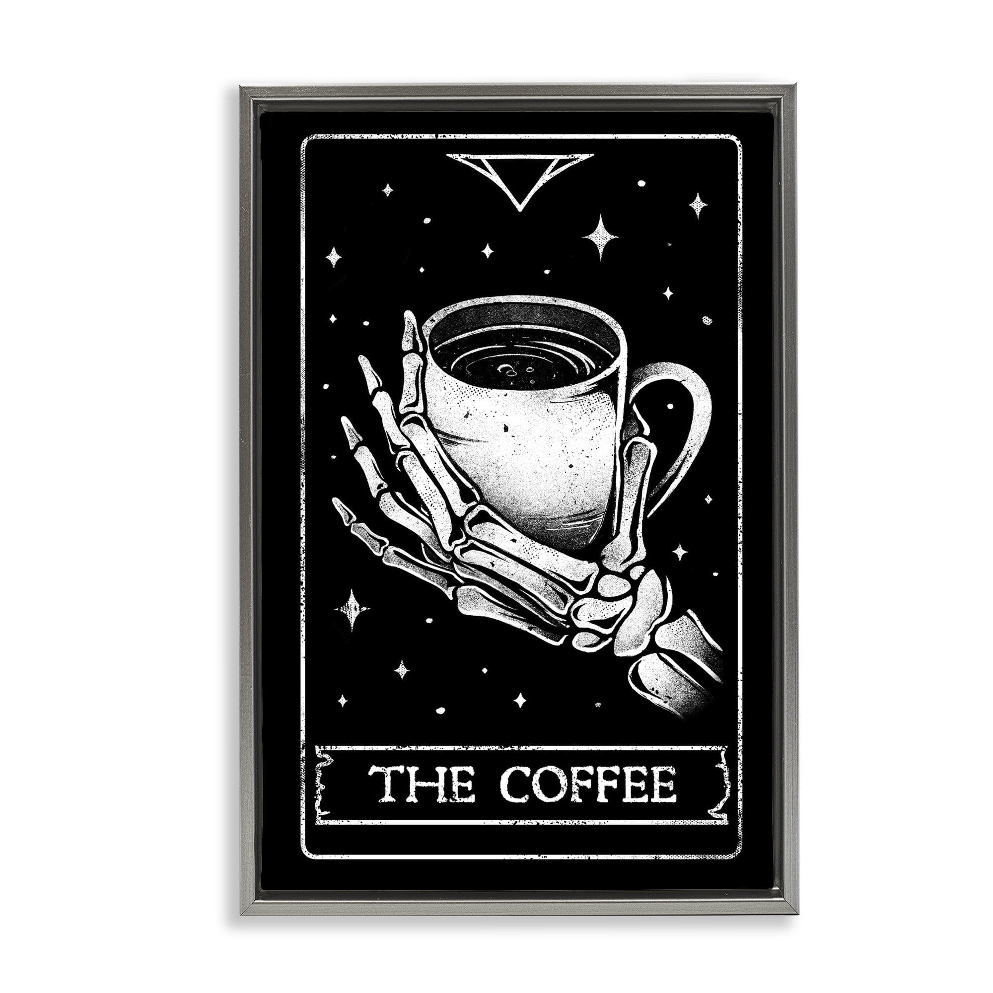 Stupell Industries The Coffee Tarot Card Gray Framed Floater Canvas Wall Art, design by EduEly Designs