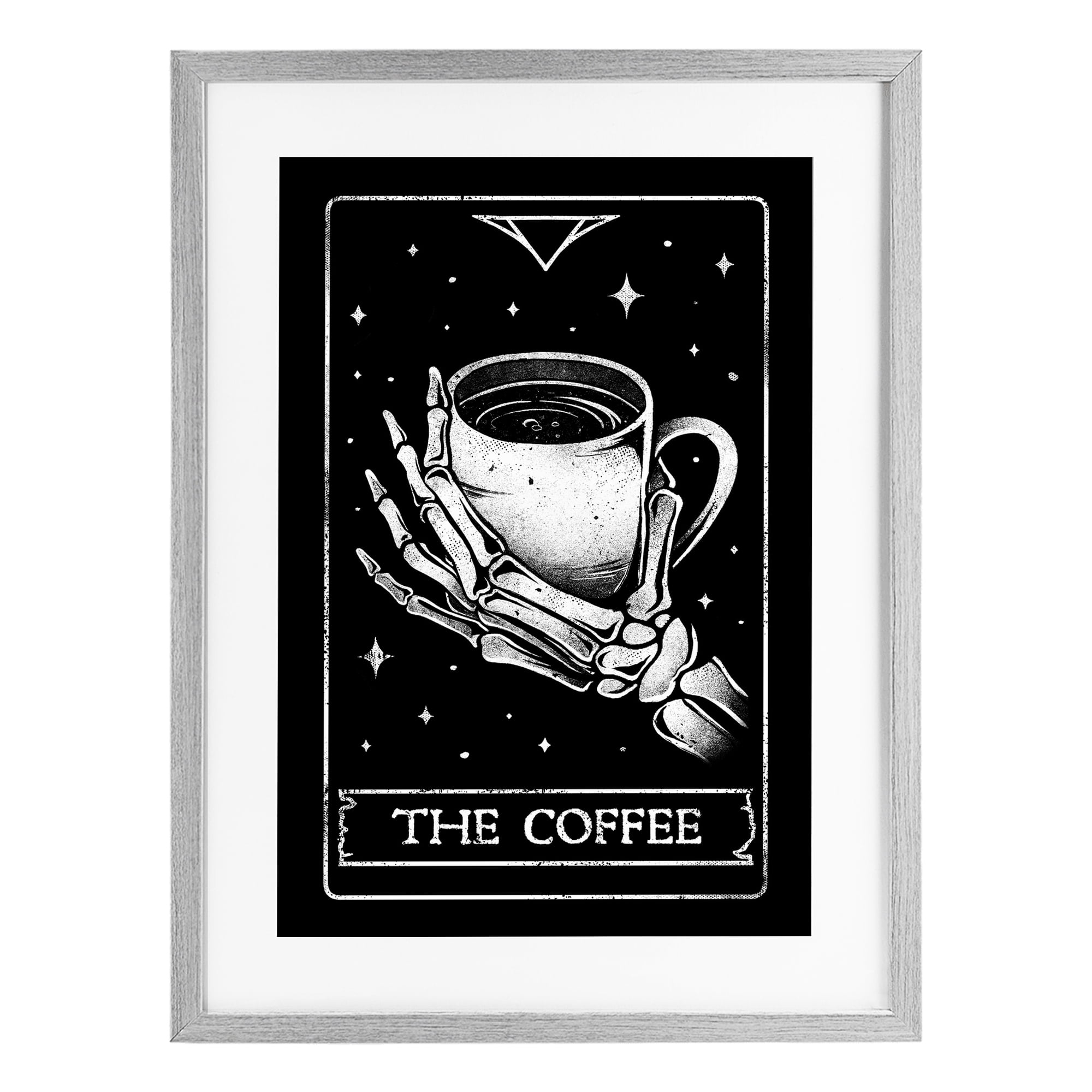 Stupell Industries The Coffee Tarot Card Gray Framed Print Under Glass, design by EduEly Designs