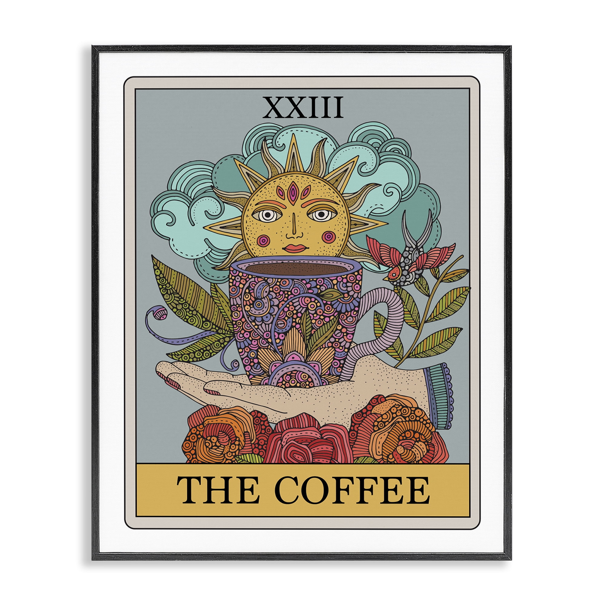Stupell Industries The Coffee Tarot Food & Beverage Painting Black Framed Art Print Wall Art, 16 x 20