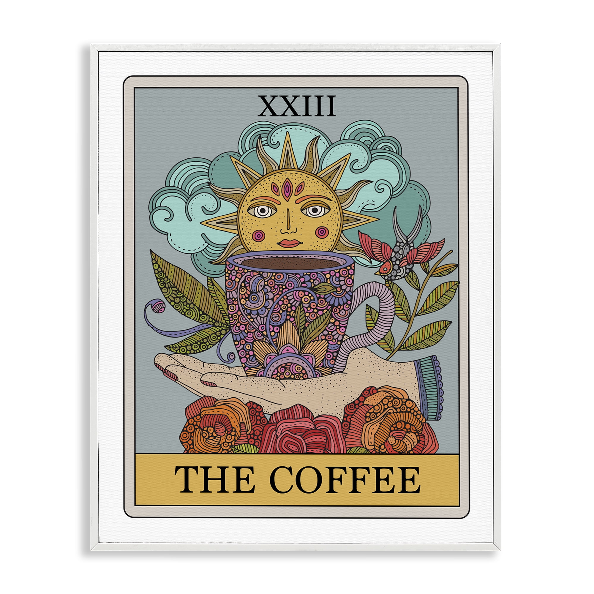 Stupell Industries The Coffee Tarot Food & Beverage Painting White Framed Art Print Wall Art, 24 x 30