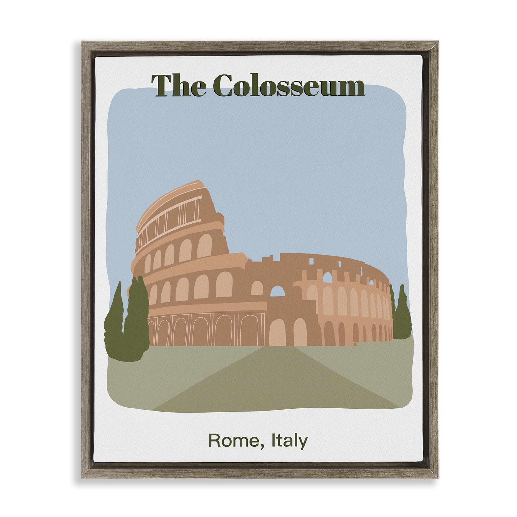 Stupell Industries The Colosseum Architecture Town & City Painting Brown Floater Framed Art Print Wall Art, 17 x 21
