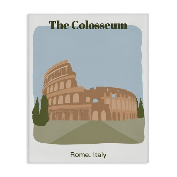 Stupell Industries The Colosseum Architecture Town & City Painting Gallery Wrapped Canvas Art Print Wall Art, 16 x 20