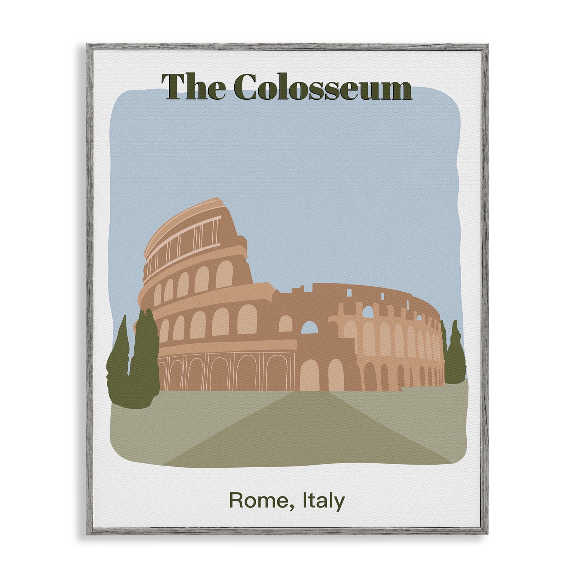 Stupell Industries The Colosseum Architecture Town & City Painting Gray Framed Art Print Wall Art, 11 x 14