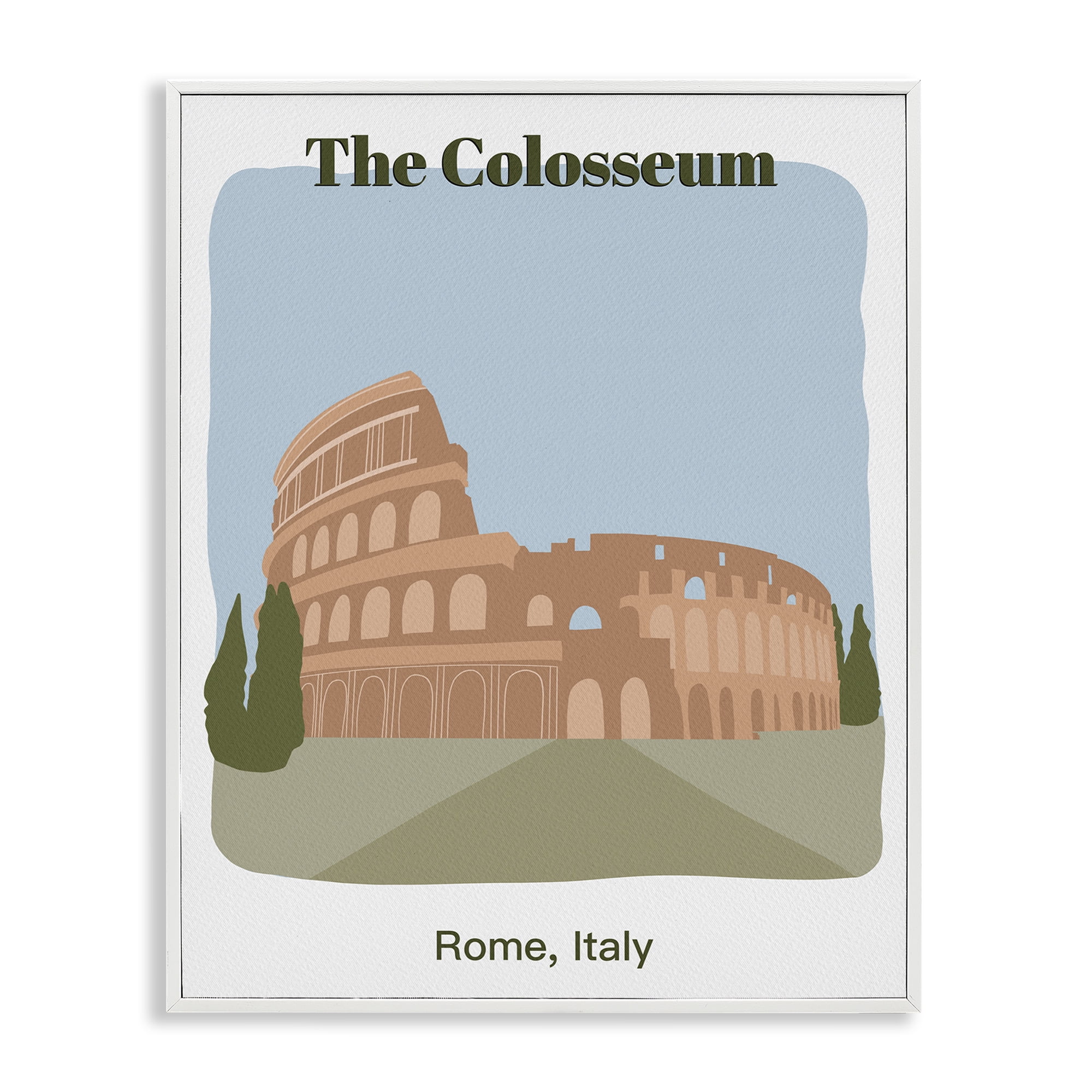 Stupell Industries The Colosseum Architecture Town & City Painting White Framed Art Print Wall Art, 11 x 14