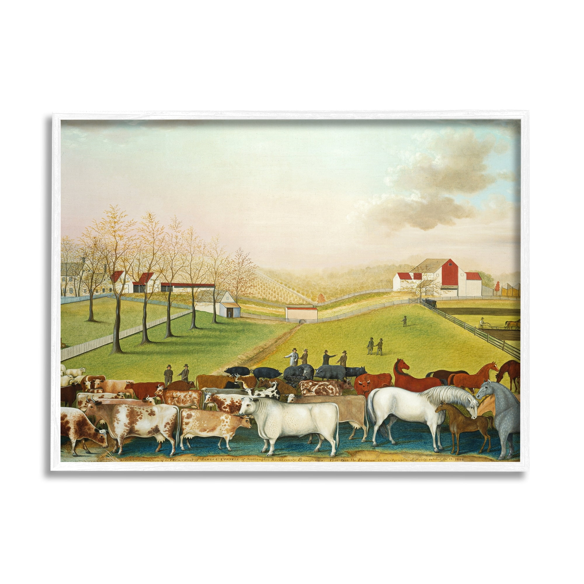 Stupell Industries The Cornell Farm Edward Hicks Classic Farm Painting Painting White Framed Art Print Wall Art, Design by one1000paintings