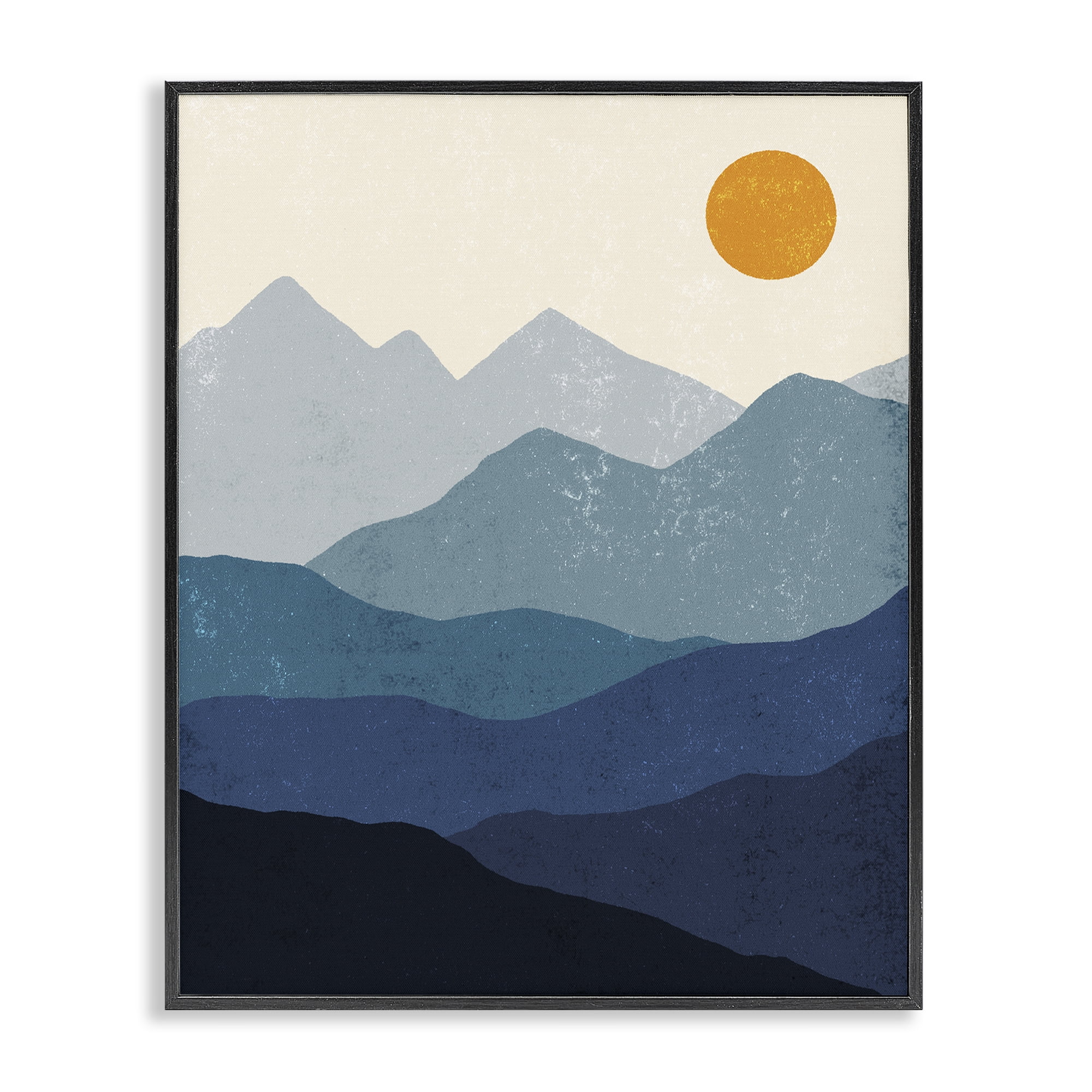 Stupell Industries The Dawn Over Mountains Abstract Painting Black Framed Art Print Wall Art, 16 x 20