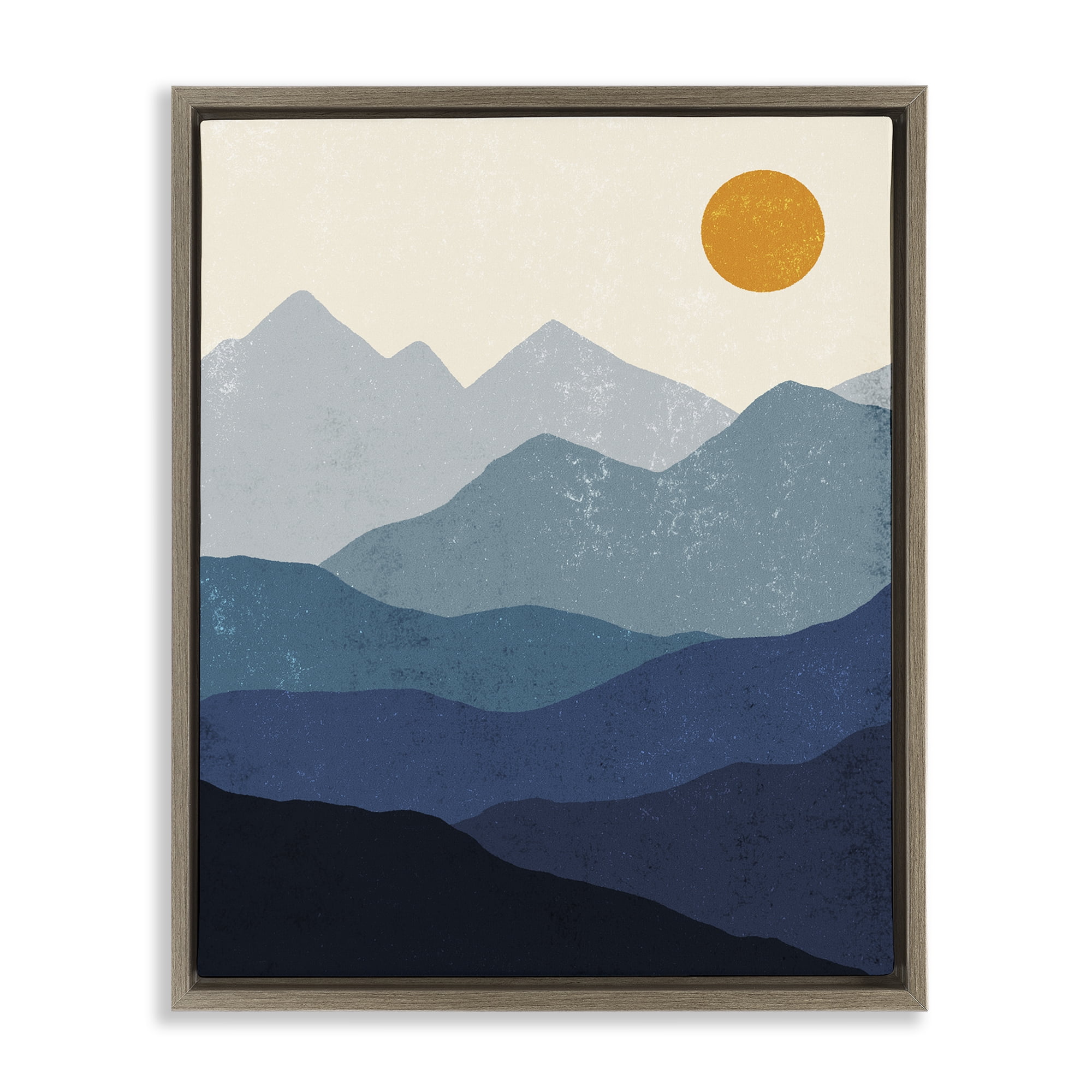 Stupell Industries The Dawn Over Mountains Abstract Painting Brown Floater Framed Canvas Art Print Wall Art, 17 x 21