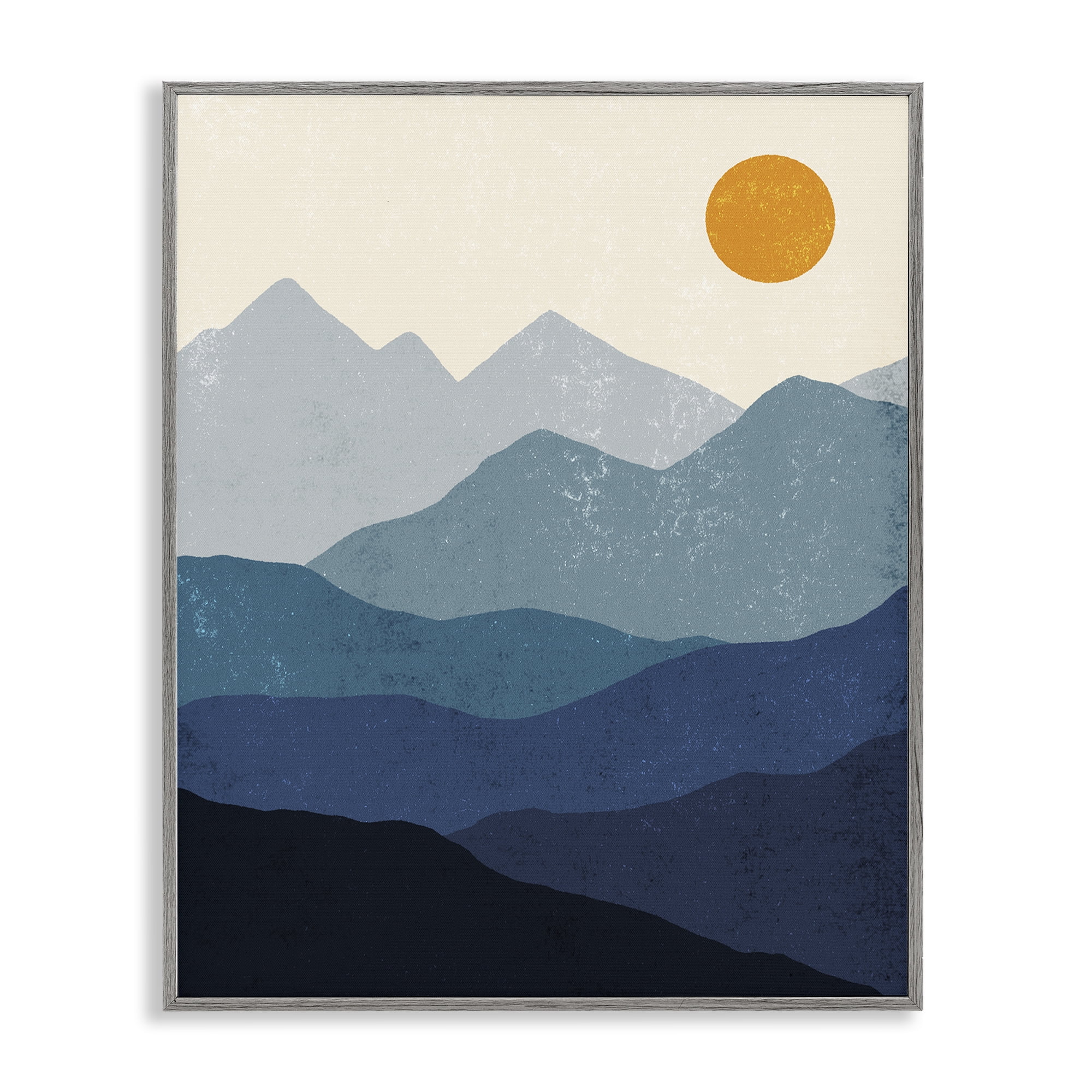 Stupell Industries The Dawn Over Mountains Abstract Painting Gray Framed Art Print Wall Art, 11 x 14