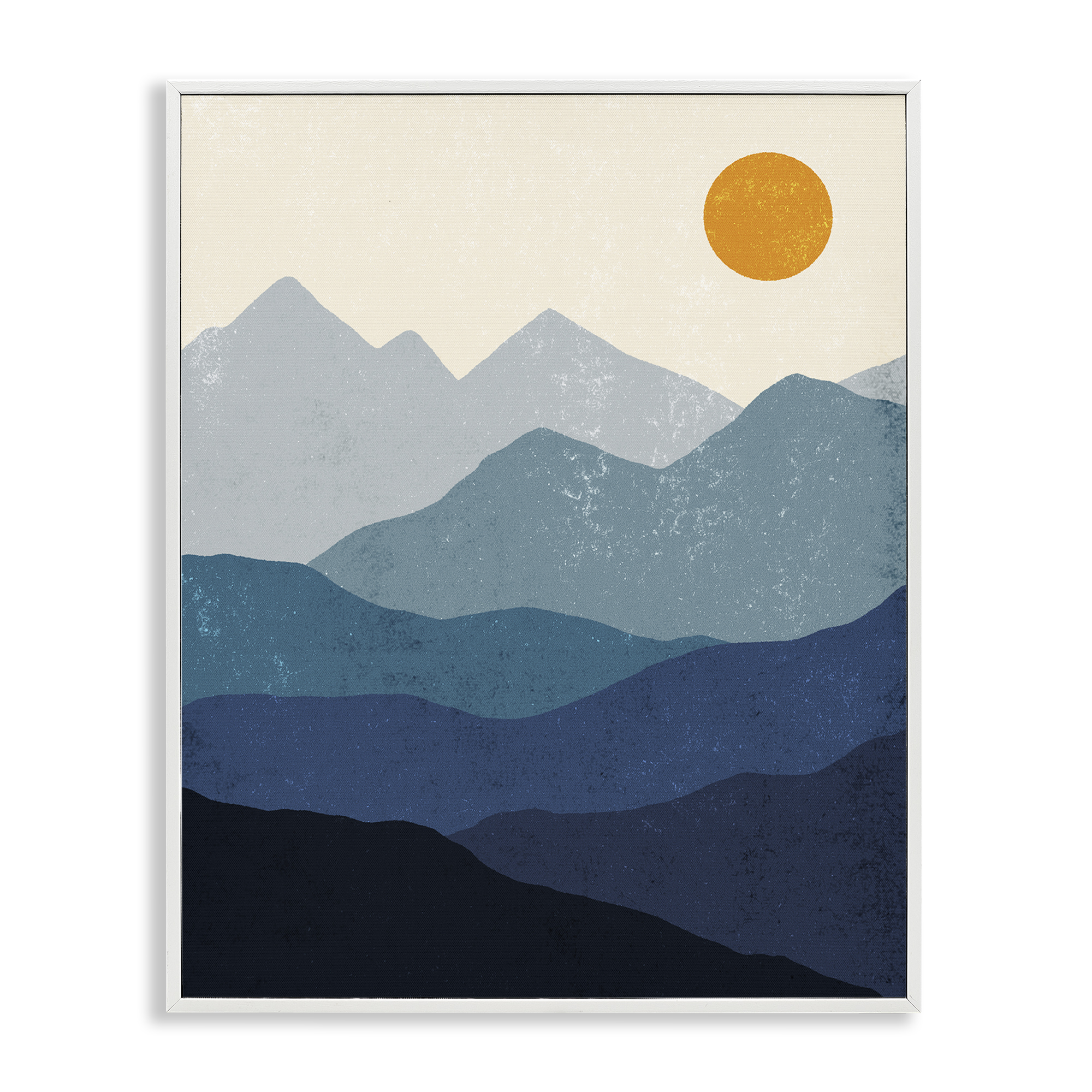 Stupell Industries The Dawn Over Mountains Abstract Painting White Framed Art Print Wall Art, 24 x 30