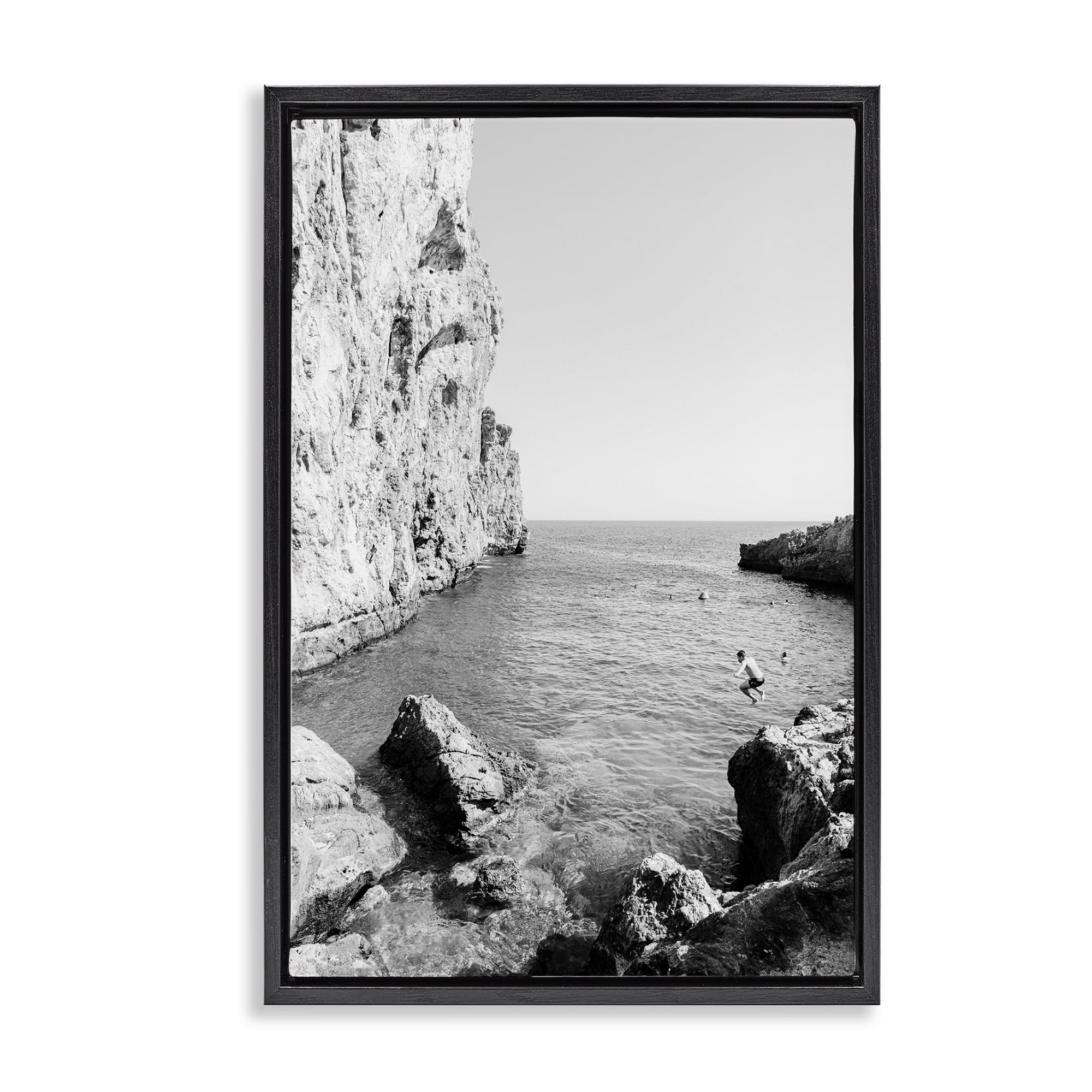 Stupell Industries The Dive Cove Coastal Photography Black Floater Framed Canvas Art Print Wall Art, 21 x 31